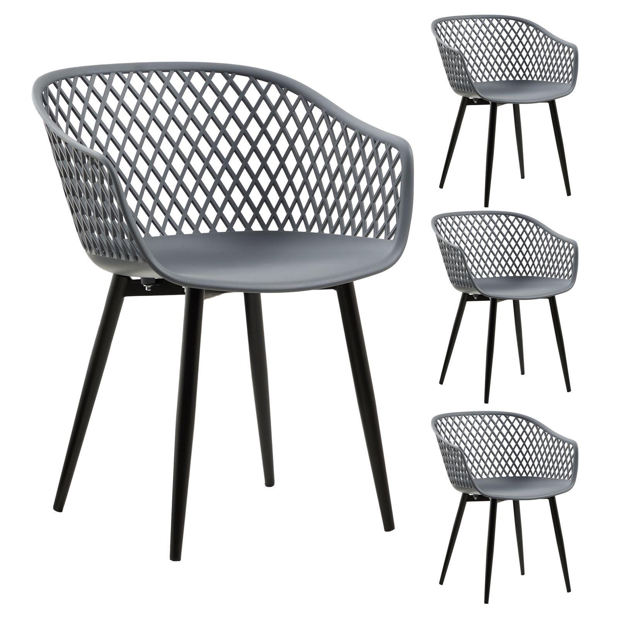 Voir la diapositive 1 : IDIMEX Lot de 4 chaises MADEIRA style scandinave, pieds en bois