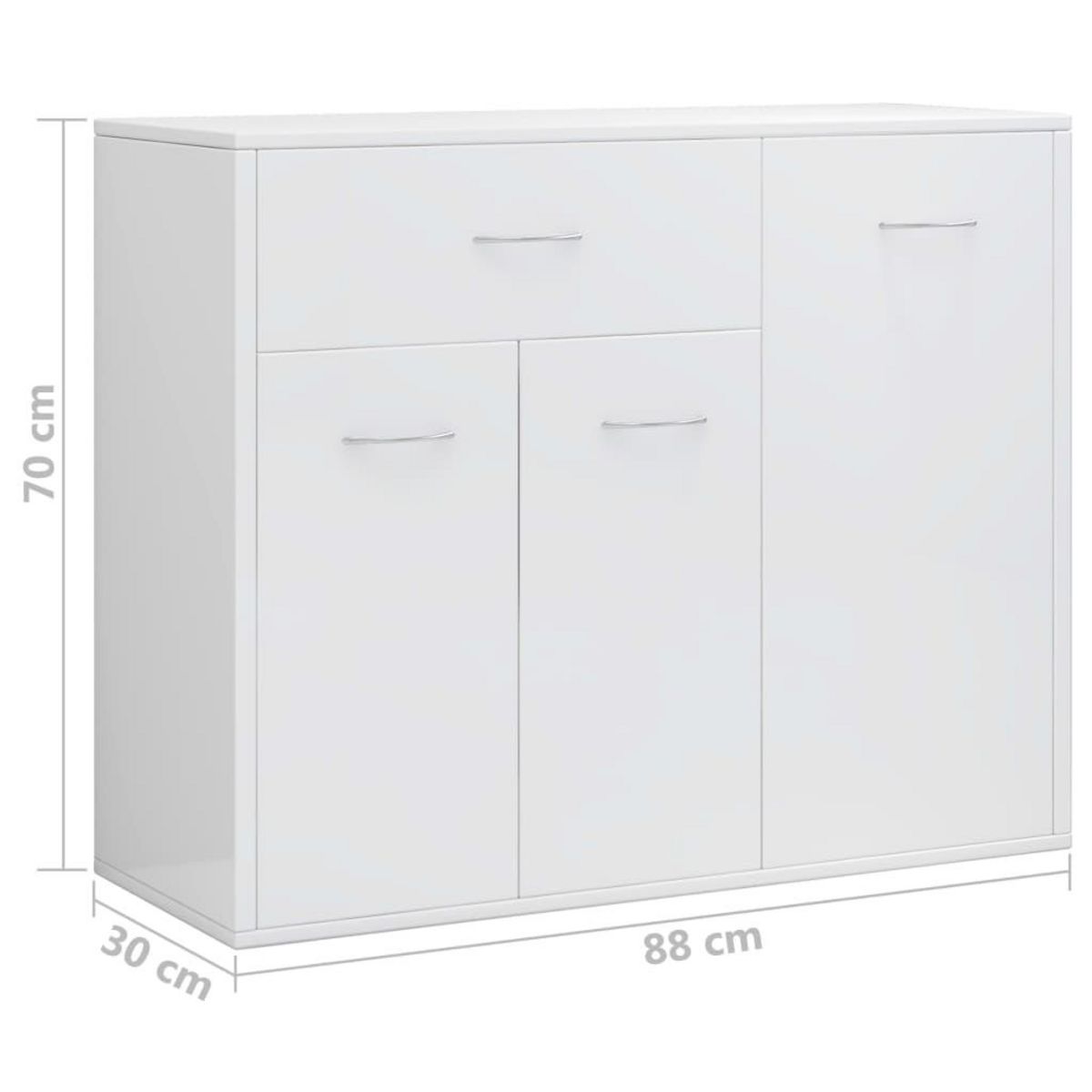 VIDAXL Buffet Blanc brillant 88x30x70 cm Bois d'ingenierie