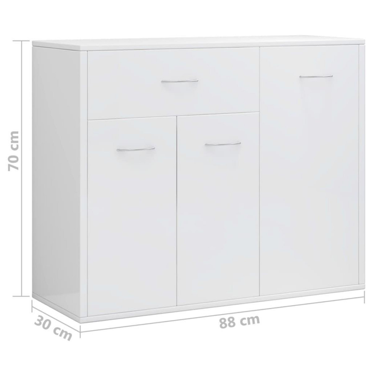 VIDAXL Buffet Blanc brillant 88x30x70 cm Bois d'ingenierie