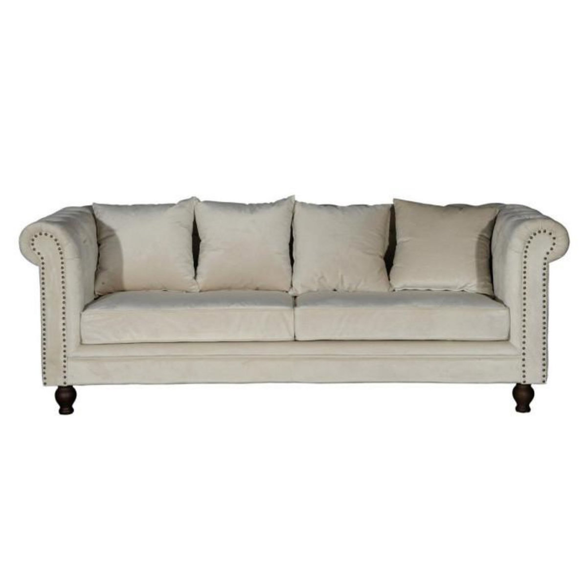 Paris Prix Canapé 3 Places en Velours  Chesterfield  217cm Beige