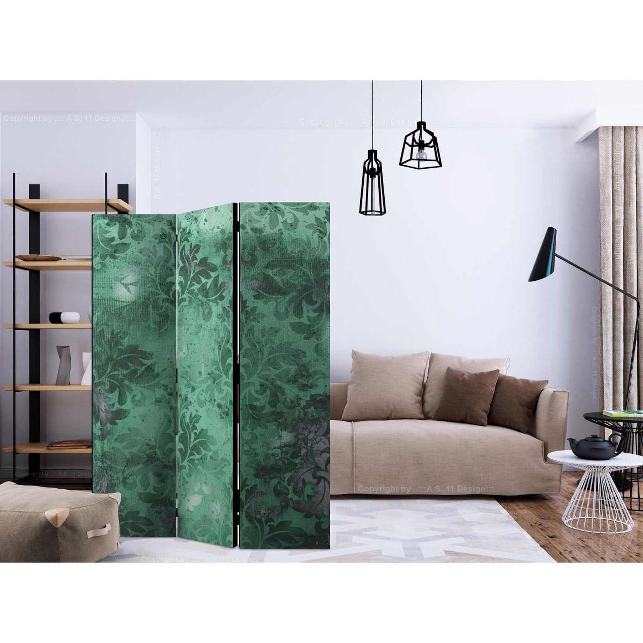 Voir la diapositive 2 : Paris Prix Paravent 3 volets  emerald memory  135x172cm