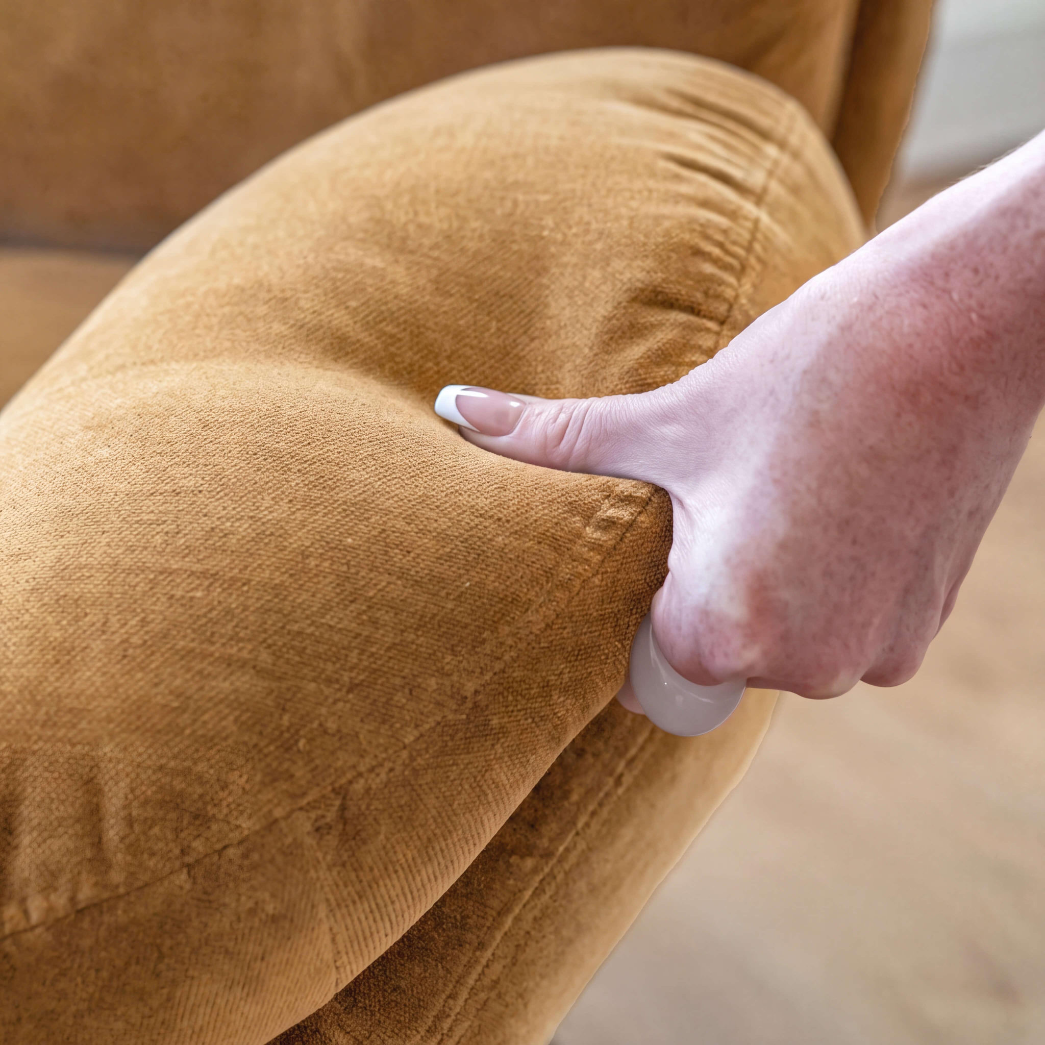 Voir la diapositive 6 : MAISON PAVANE Fauteuil pivotant en tissu effet velours jaune moutarde-ricci