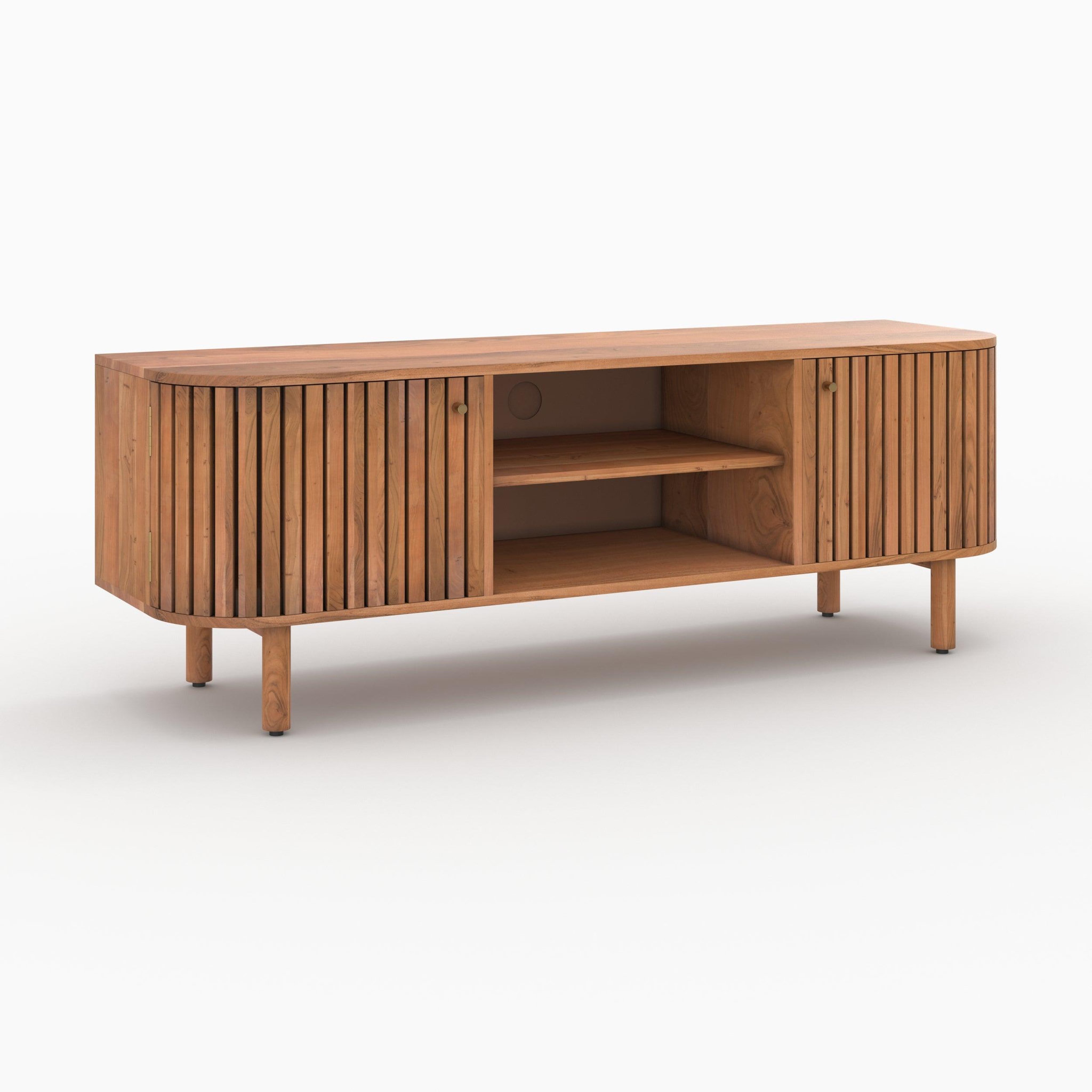 Voir la diapositive 3 : MAISON PAVANE Meuble tv en bois d'acacia 145 cm-paola