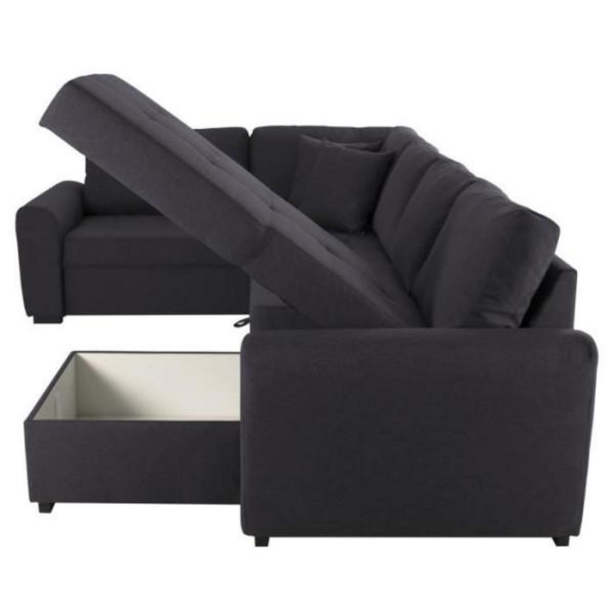 MARKET24 Canapé d'angle panoramique convertible réversible - Tissu Gris - L 313 x P 213 x H 90 cm - HAMILTON - Fabriqué en Ukraine