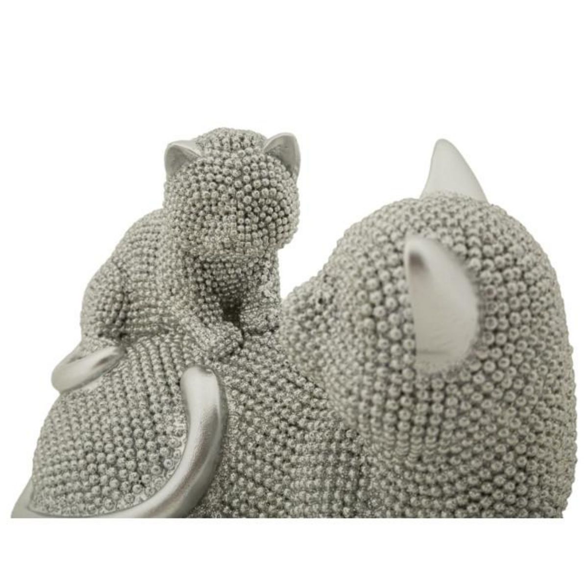 Paris Prix Statuette Déco Maman Chat & Chaton  Sparky  19cm Argent