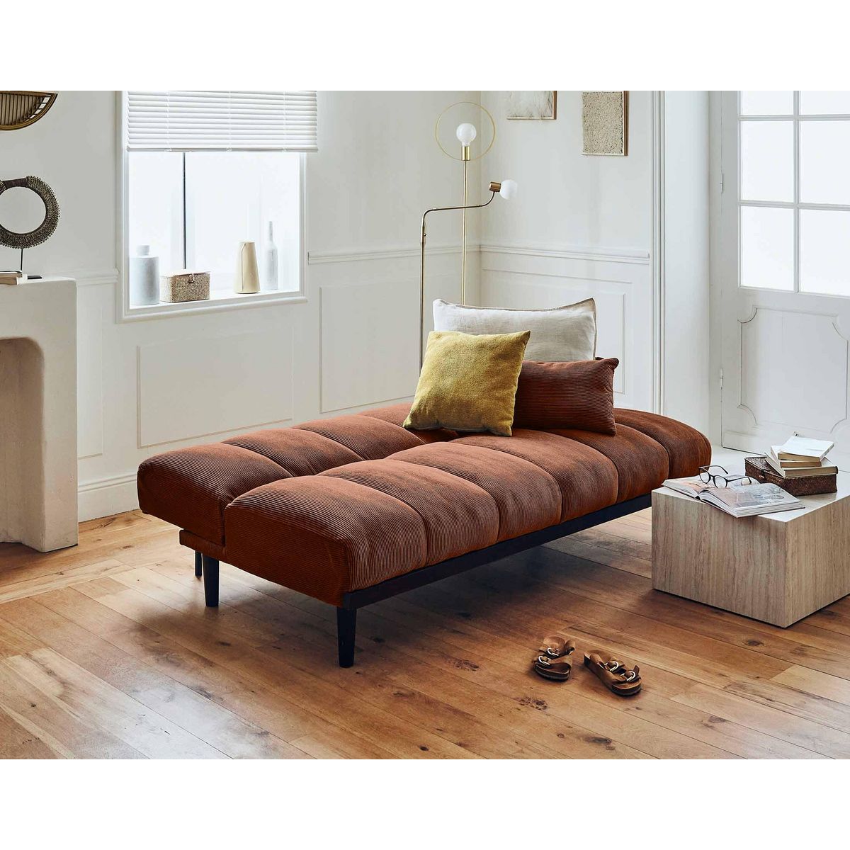 BEST MOBILIER Samarra - canapé convertible clic-clac 2 places - velours côtelé