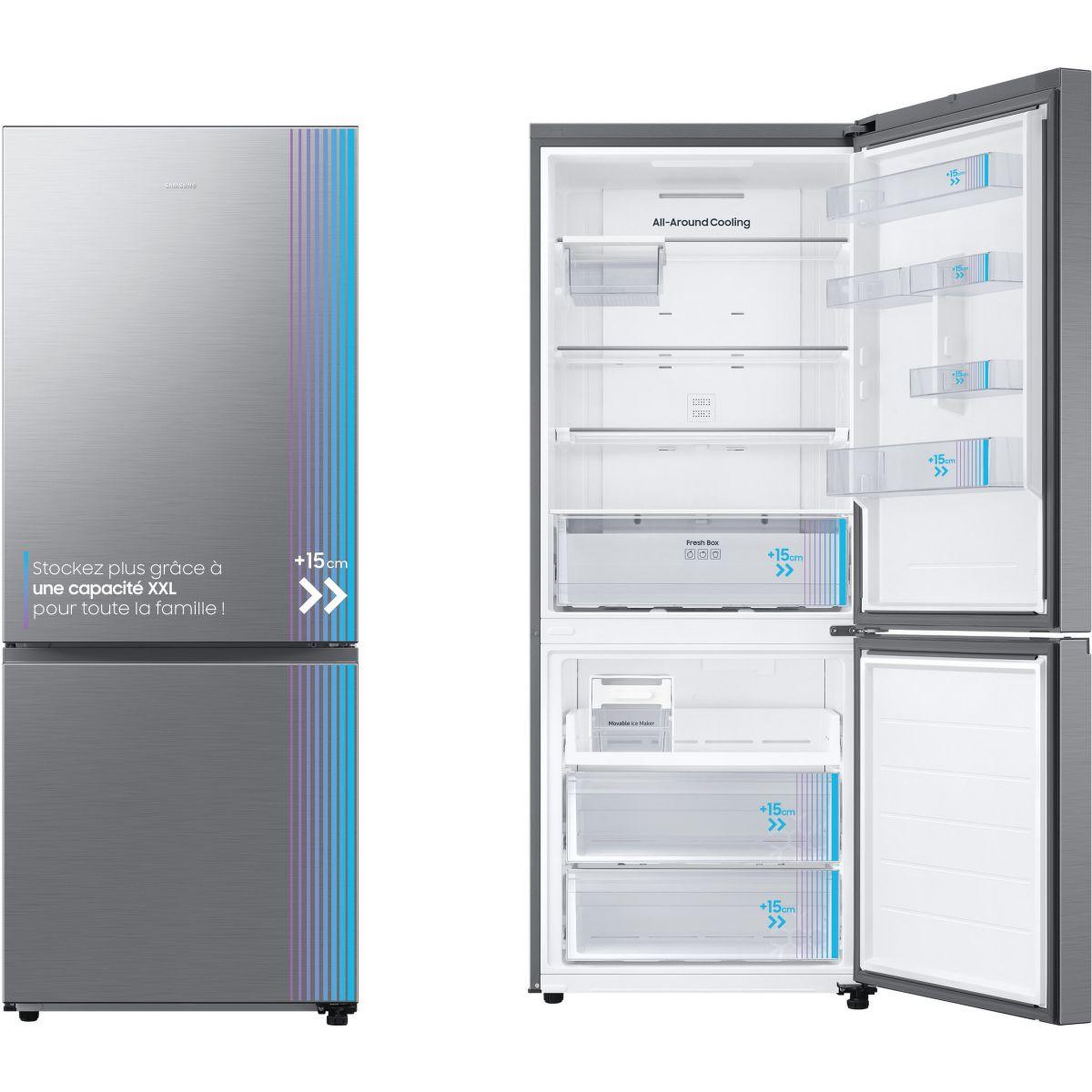 Voir la diapositive 2 : Samsung Réfrigérateur combiné RB50DG602ES9