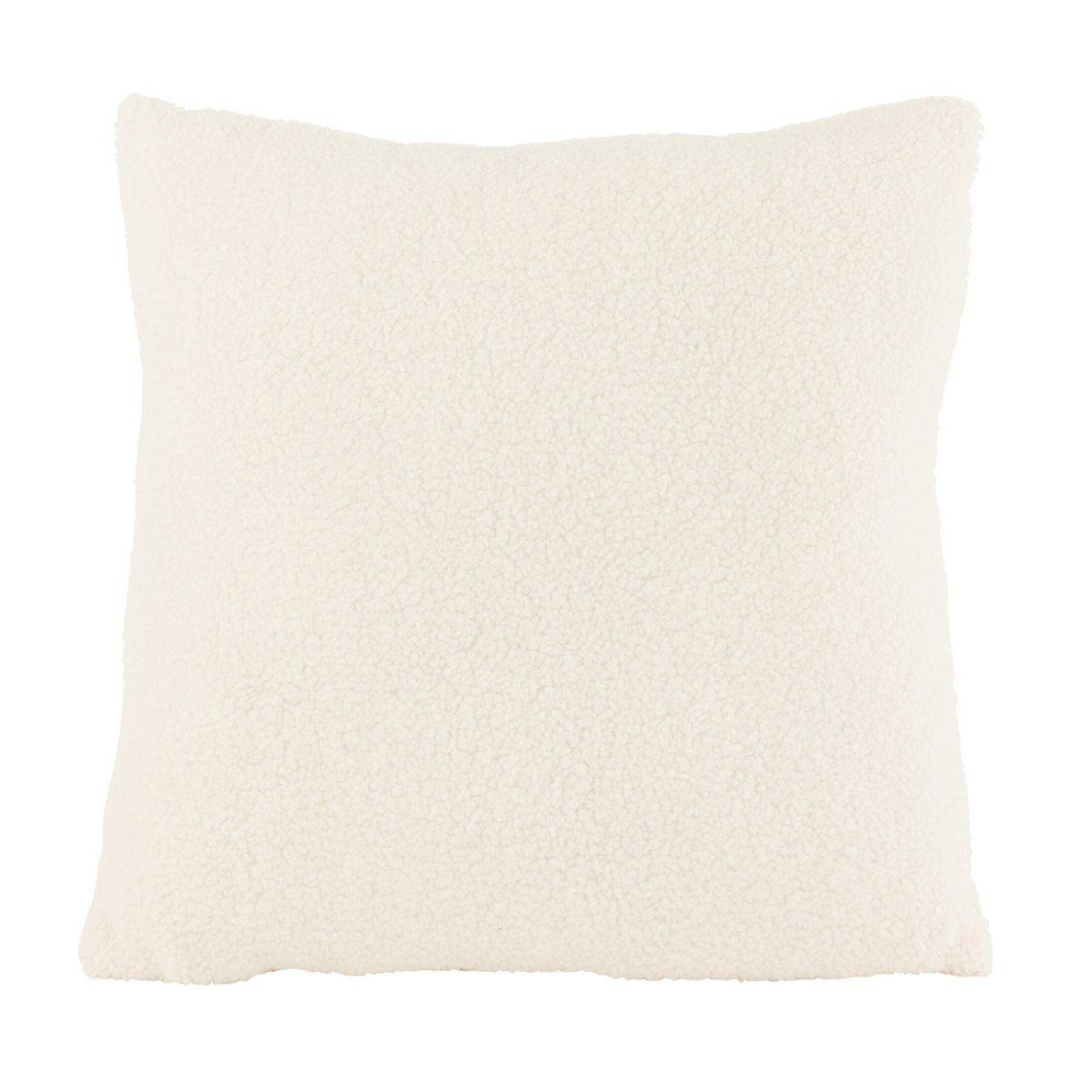 J-LINE Coussin déco bouclette  teddy  45x45cm blanc