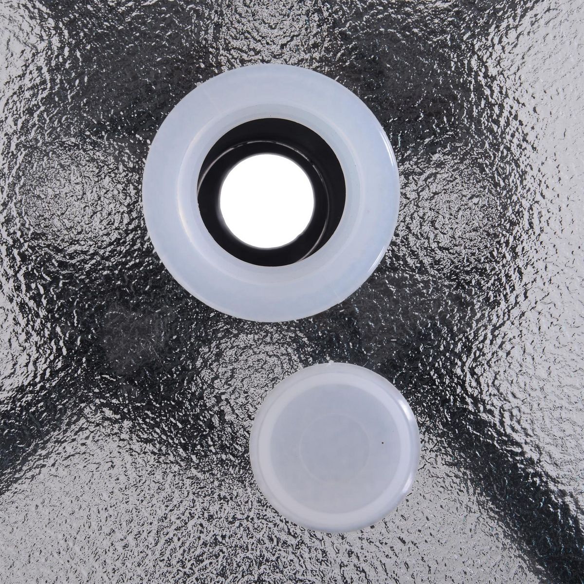 OUTSUNNY Table ronde bistro de jardin dim. Ø 80 x 72H cm espace installation parasol acier époxy noir plateau verre trempé