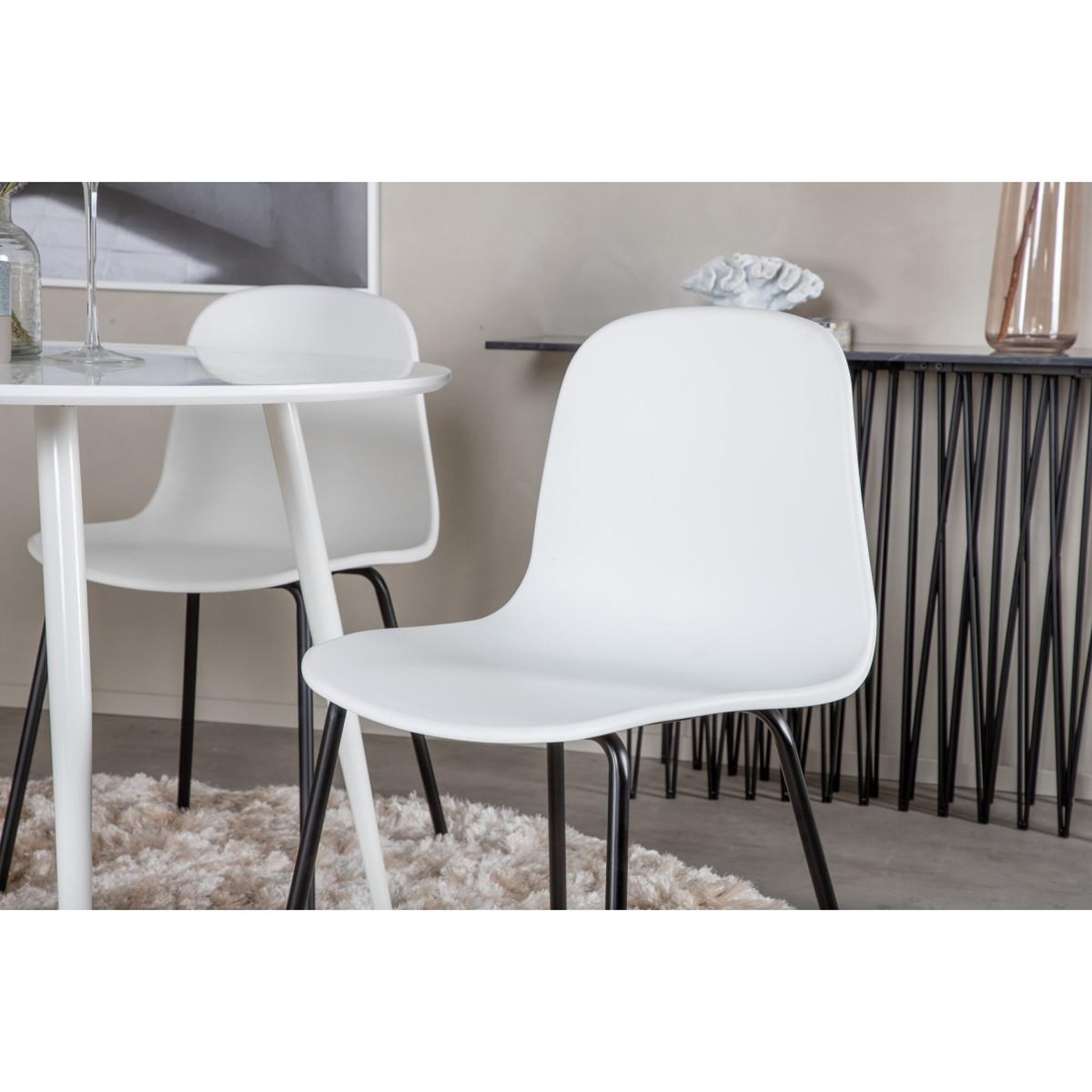 Voir la diapositive 5 : Paris Prix Ensemble table à manger & 4 chaises  plaza & artic  100cm blanc
