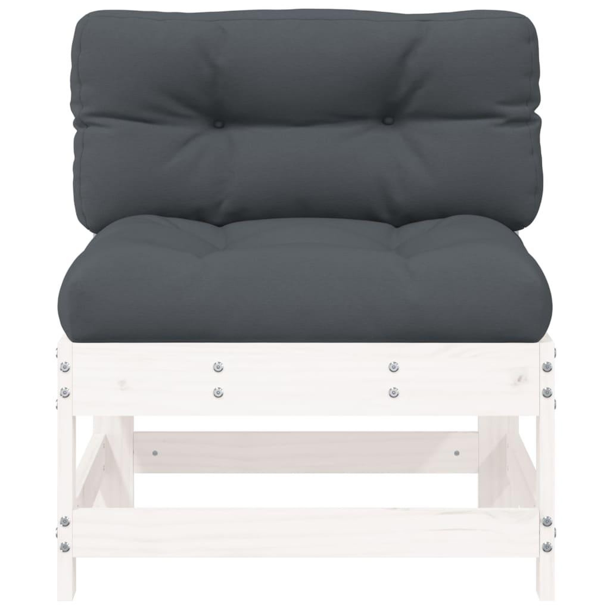 Voir la diapositive 5 : VIDAXL Canapes centraux avec coussins 2 pcs blanc bois de pin massif