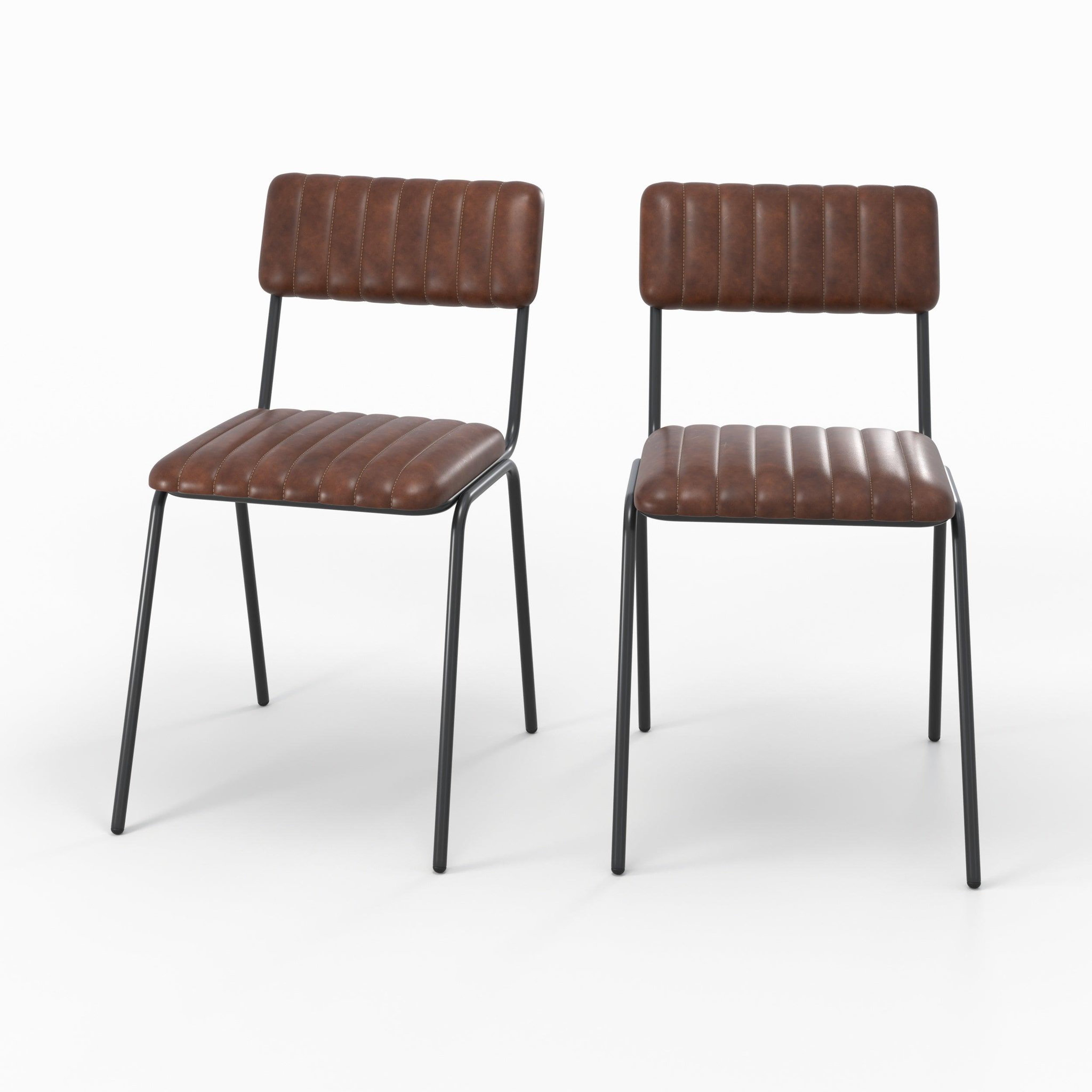 MAISON PAVANE Lot de 2 chaises en cuir de buffle marron-arsène
