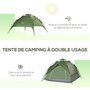 OUTSUNNY Tente de camping pop up 2-3 personnes 2 portes vert kaki montage démontage facile sac de transport inclus fibre verre polyester