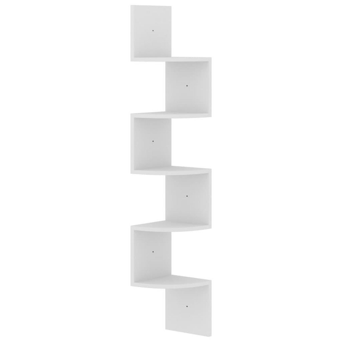 VIDAXL Etagere d'angle murale Blanc 19x19x123 cm Bois d'ingenierie