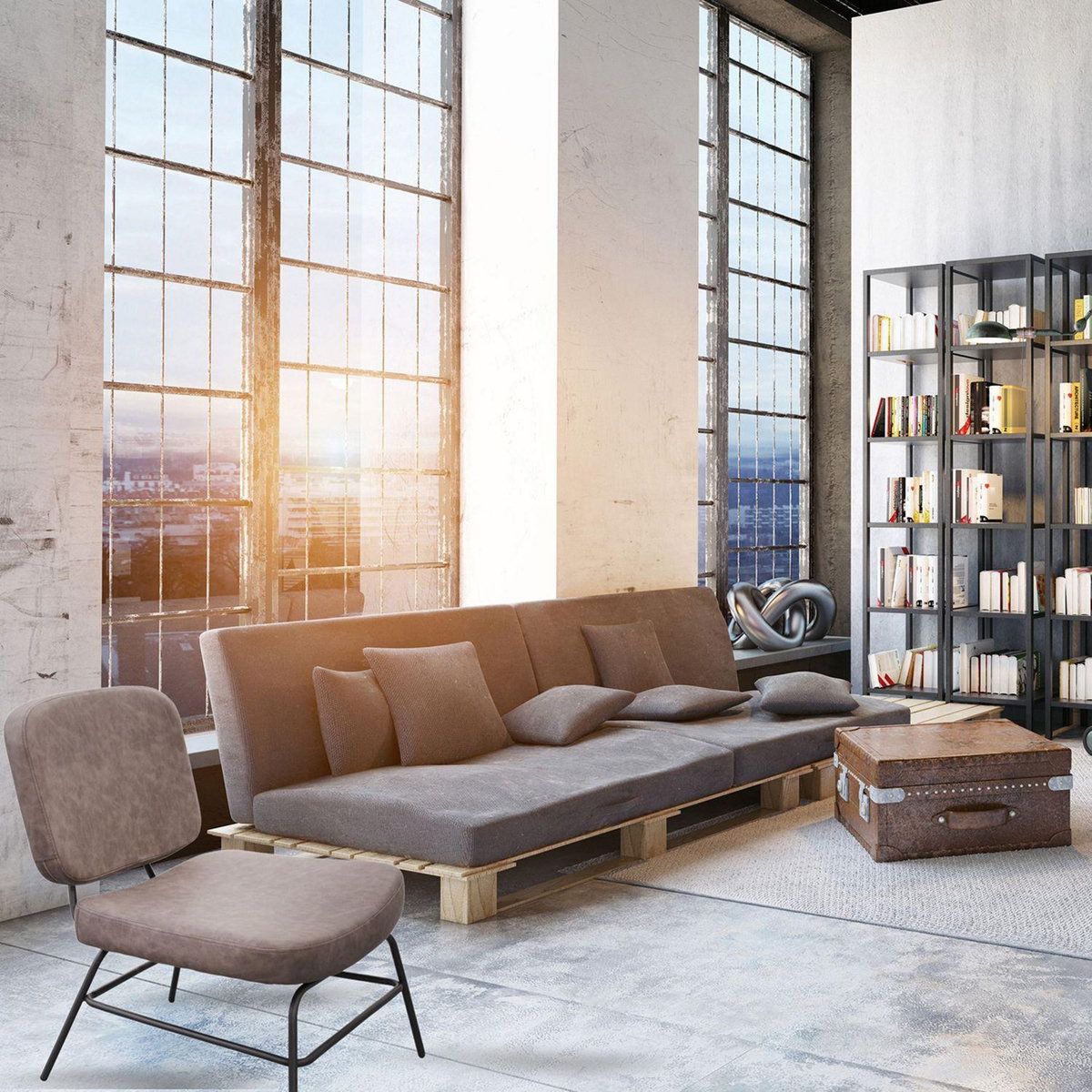 The Home Deco Factory Fauteuil de salon design industriel Détroit