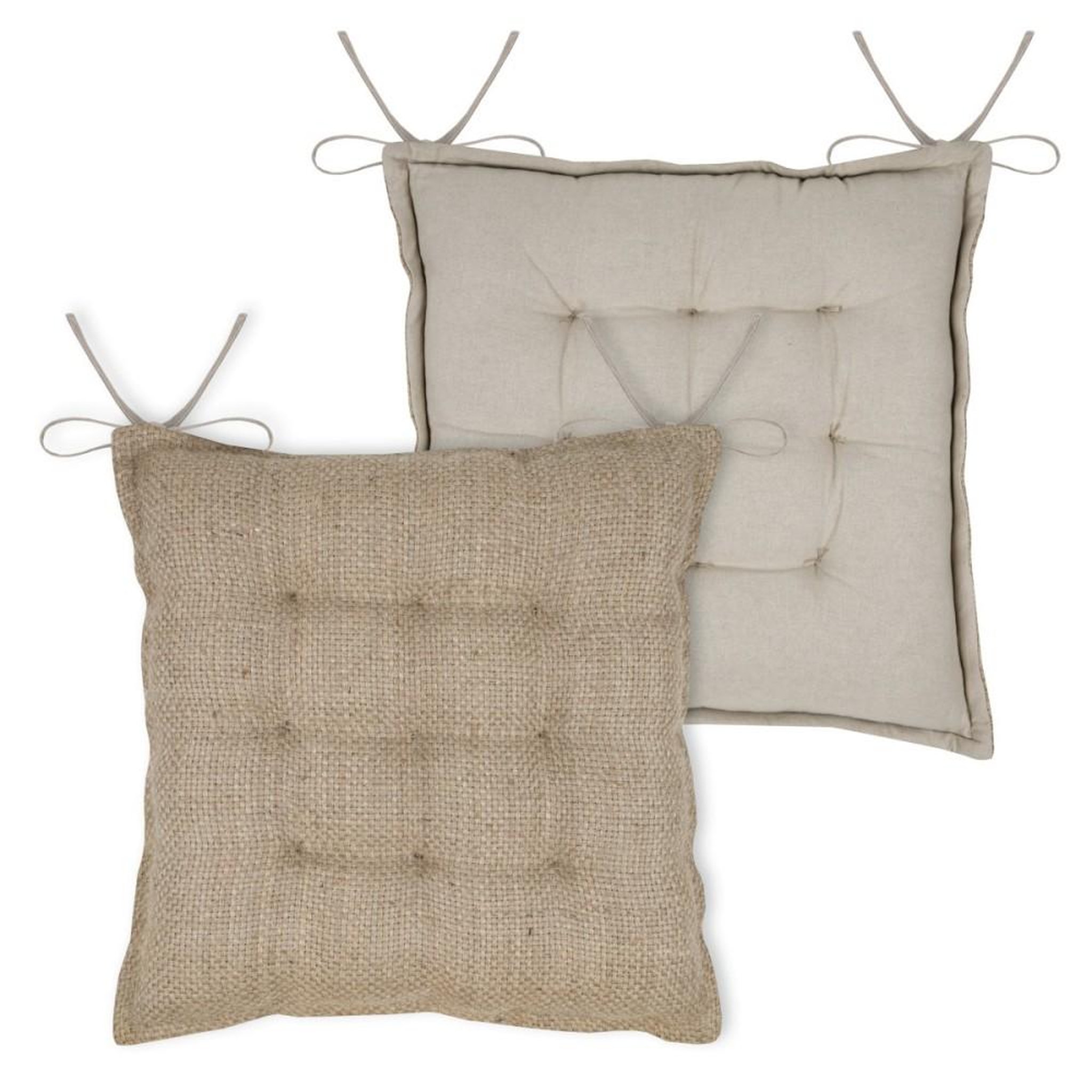 Voir la diapositive 4 : STOF Lot de 4 galettes de chaise réversible coton jute Kinogi