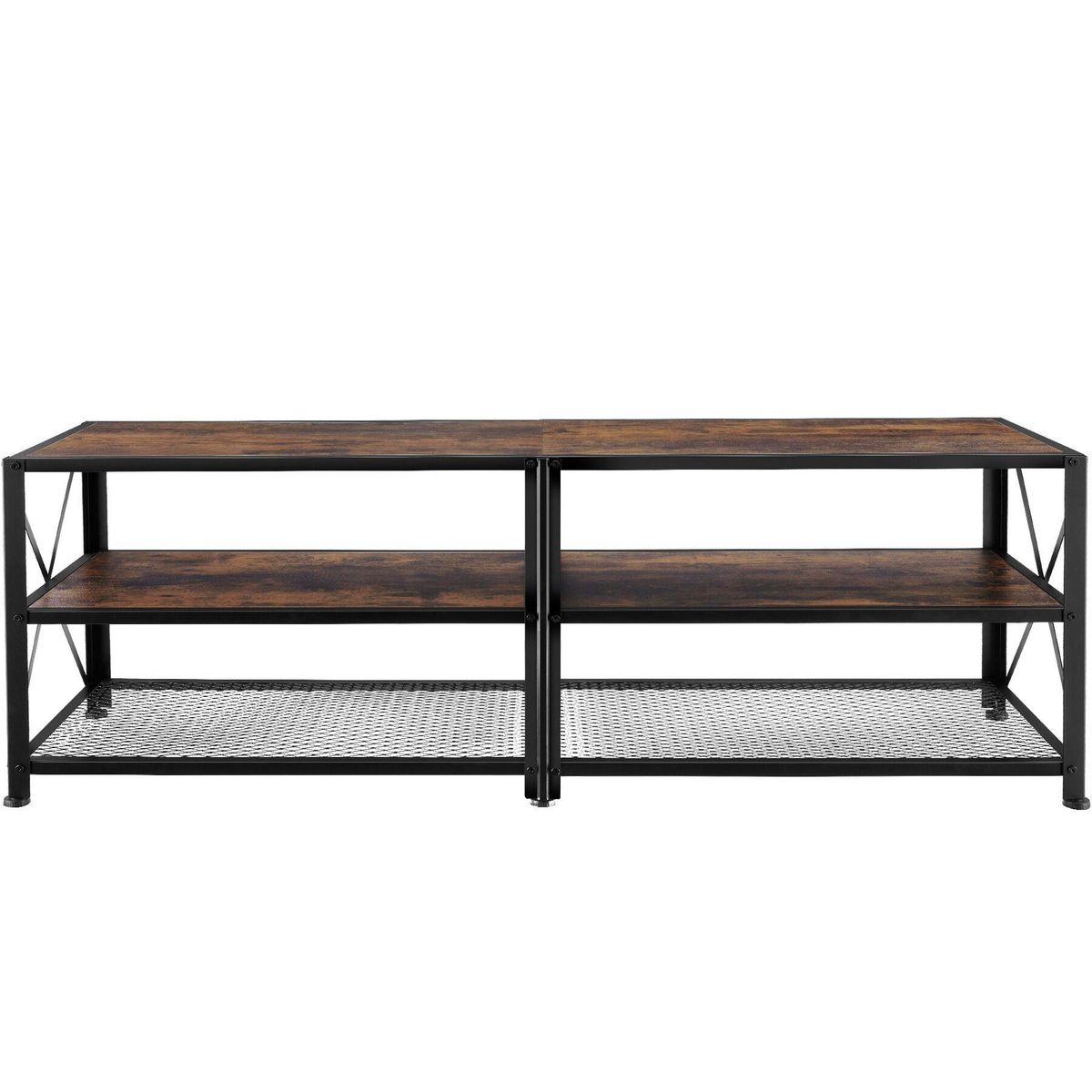 tectake Meuble TV Style industriel Bois foncé industriel, rustique