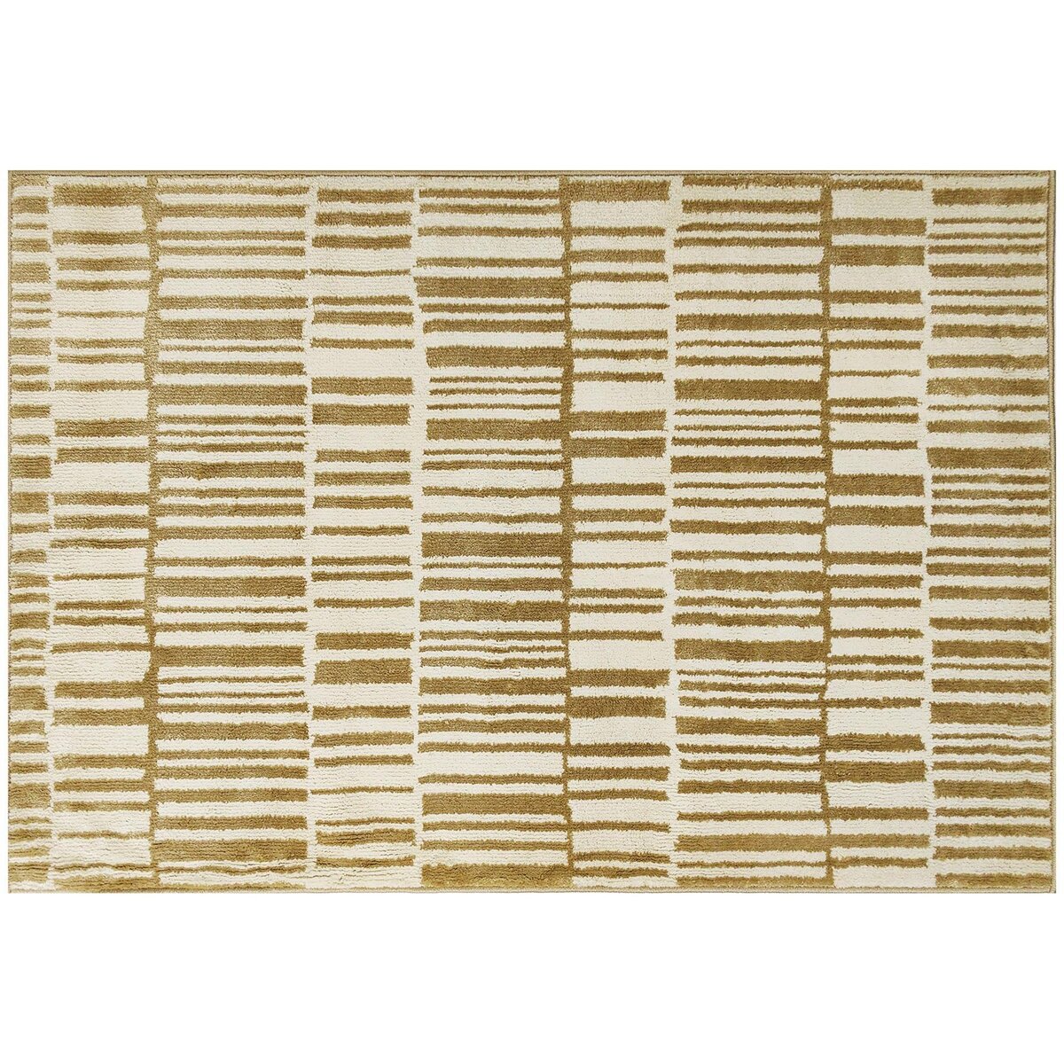 HOMCOM Tapis salon moderne poils courts style graphique beige moutarde 200 x 140 cm