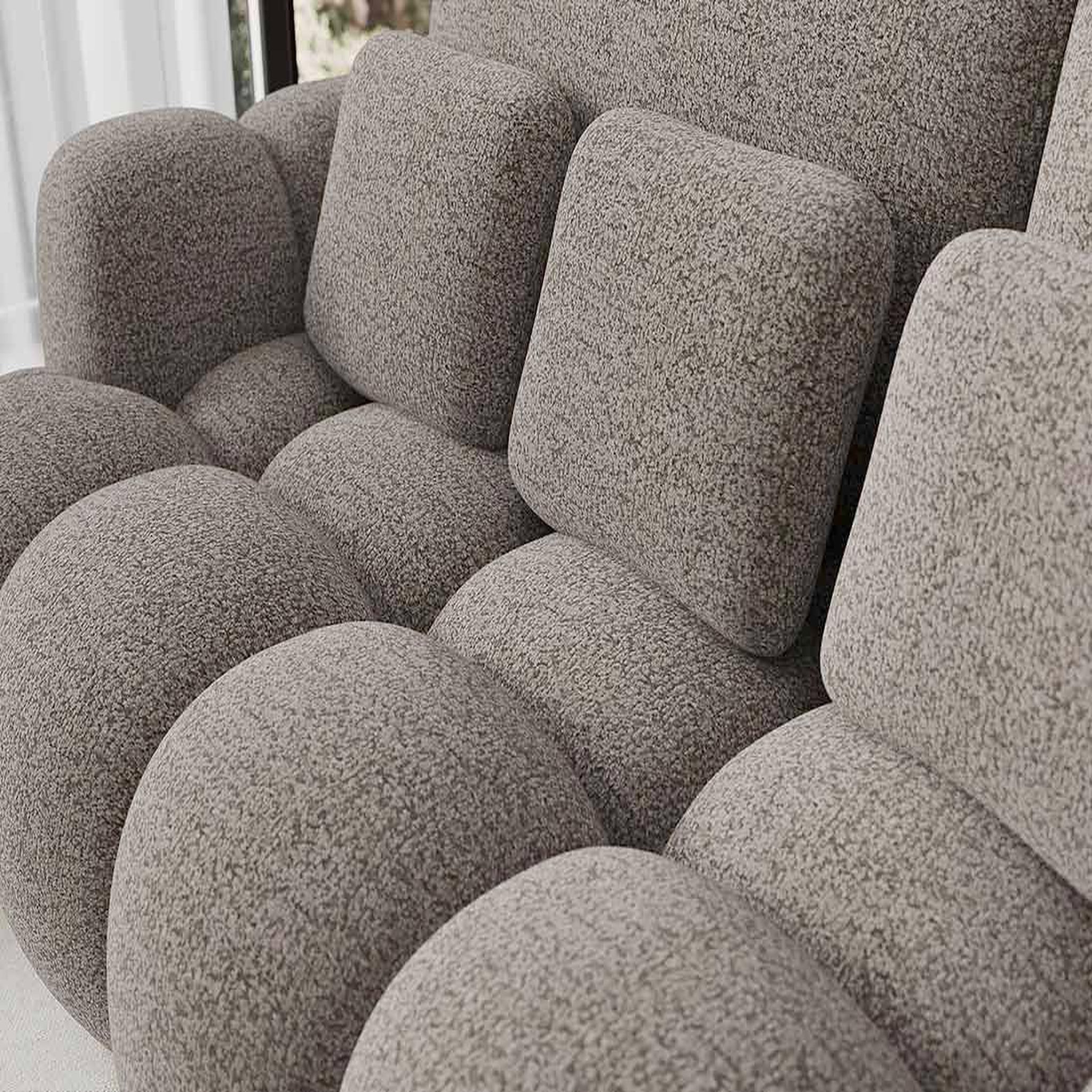 Voir la diapositive 4 : BEST MOBILIER Dorian - canapé droit 3 places convertible avec coffre en tissu bouclette