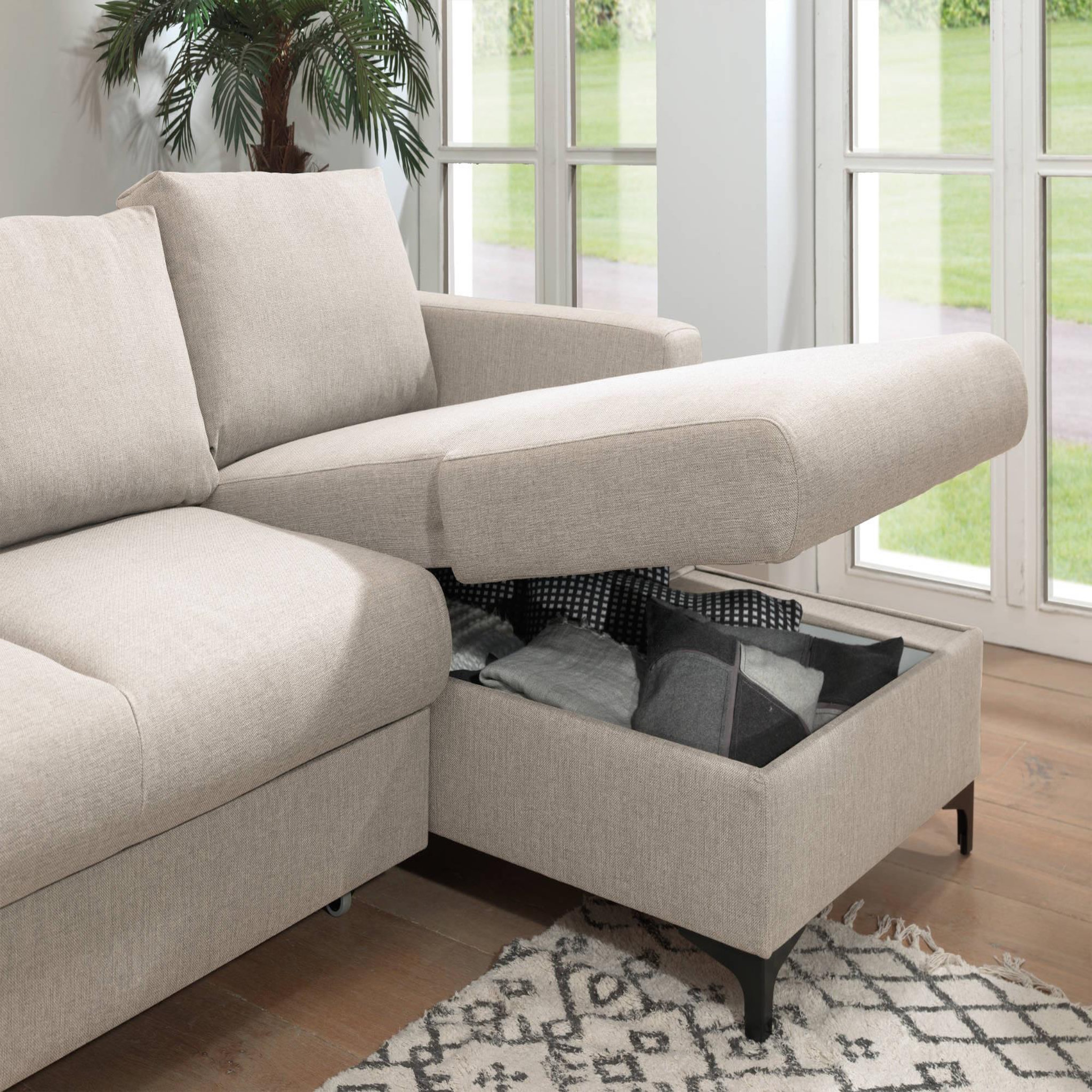 Voir la diapositive 4 : LISA DESIGN Tala - canapé d'angle droit - convertible avec coffre - 4 places - en tissu