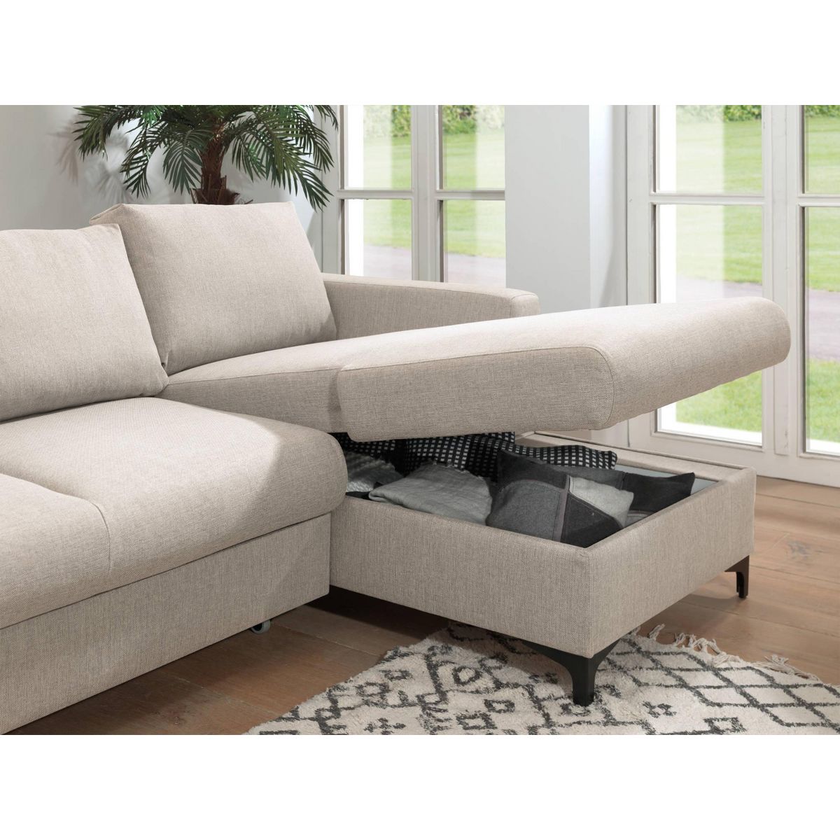 LISA DESIGN Tala - canapé d'angle droit - convertible avec coffre - 4 places - en tissu