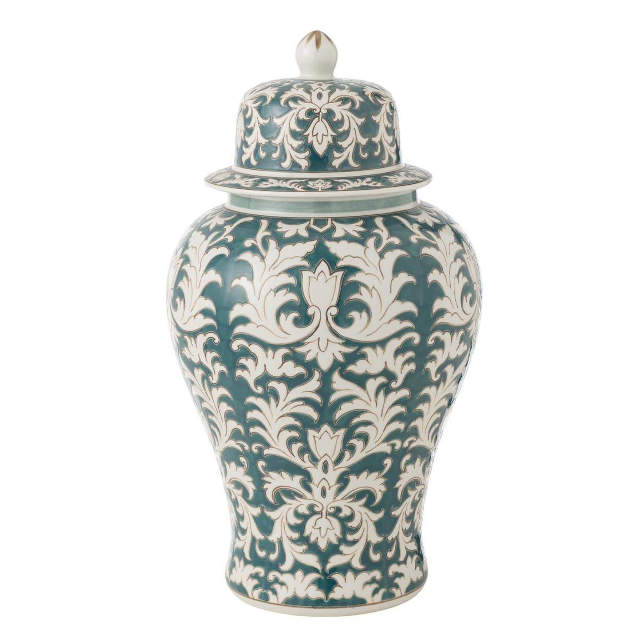 J-LINE Vase déco en verre  victoria  51cm vert & blanc