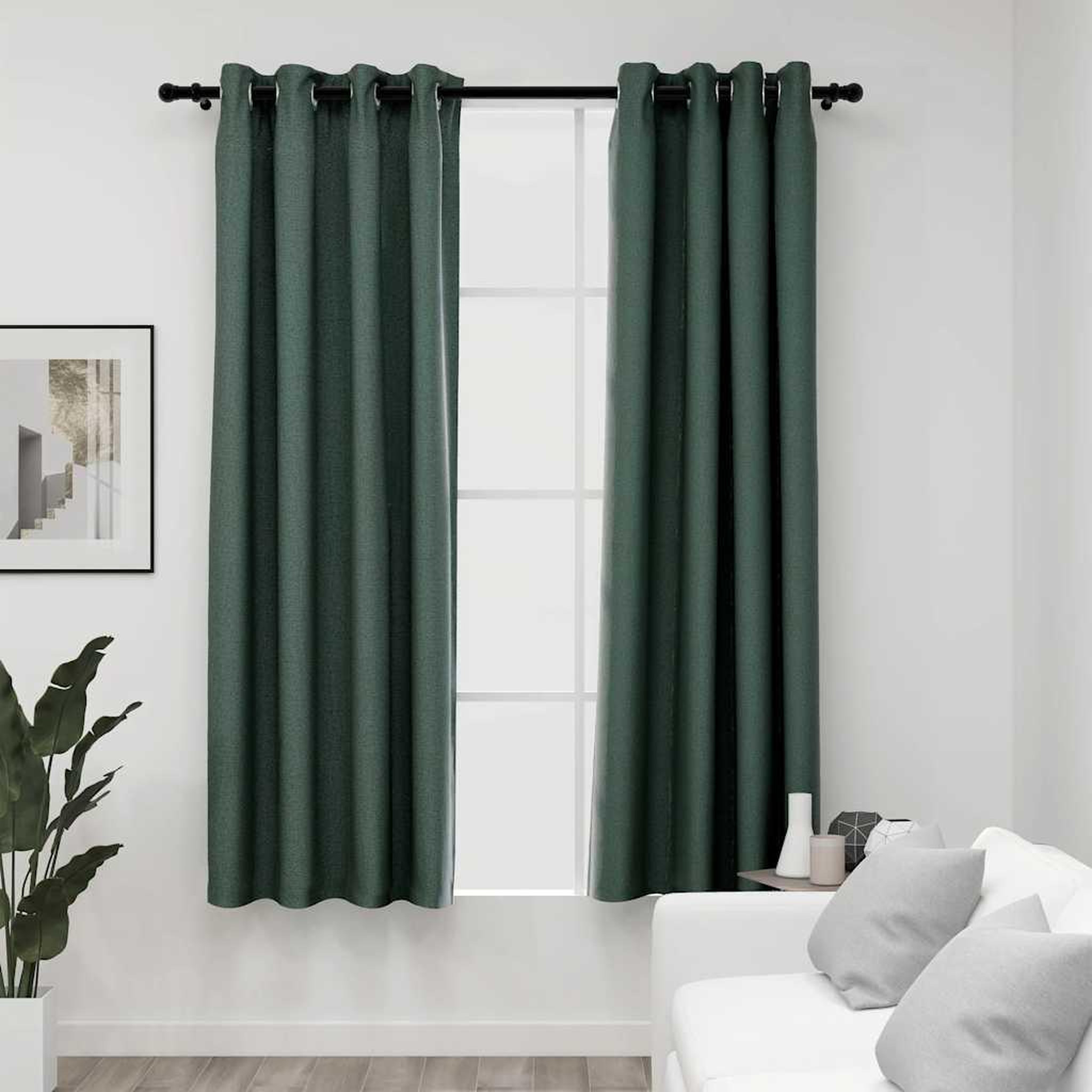 VIDAXL Rideaux occultants Aspect lin avec œillets 2 pcs Vert 140x175cm