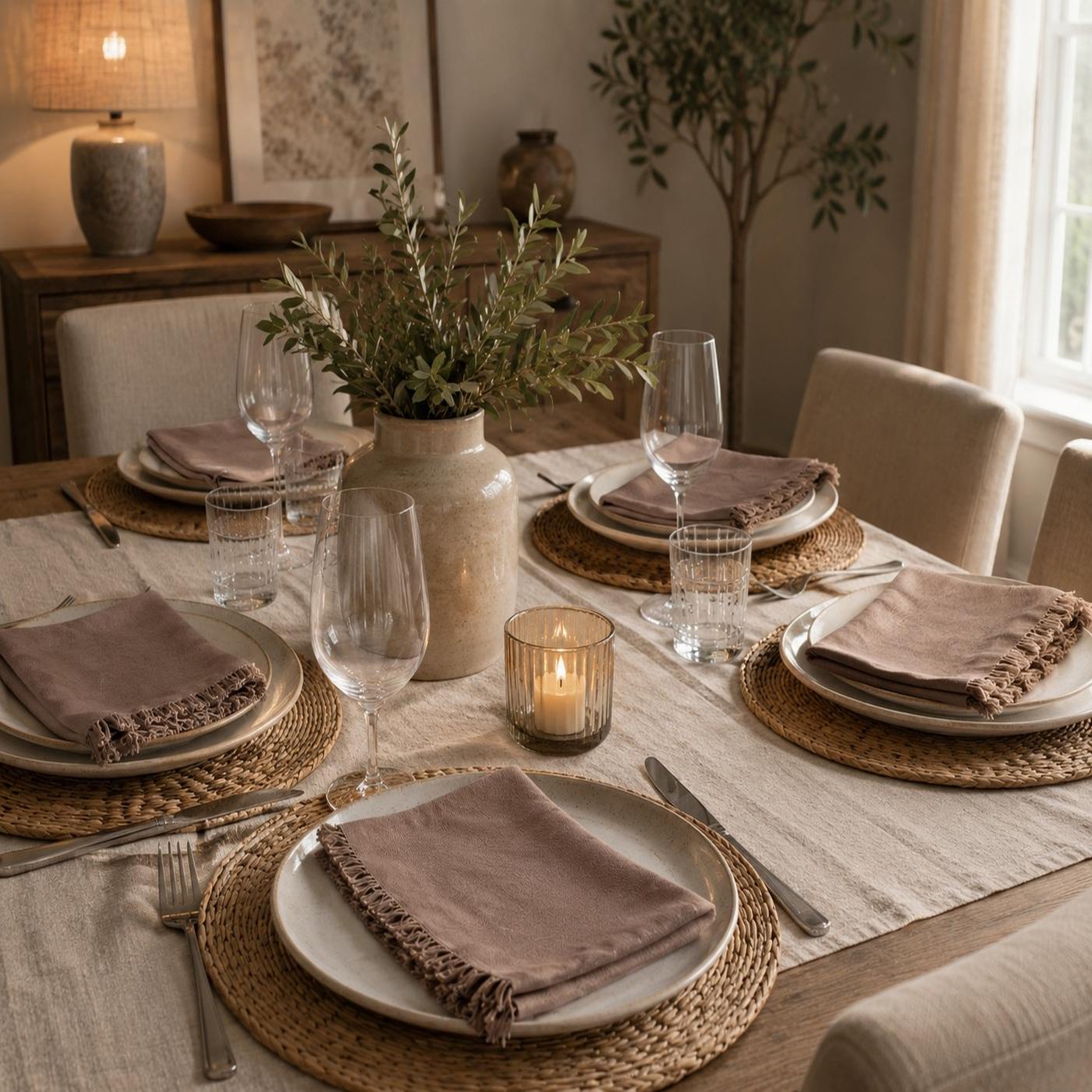 Voir la diapositive 3 : Eden 2 serviettes de tables a franges en coton