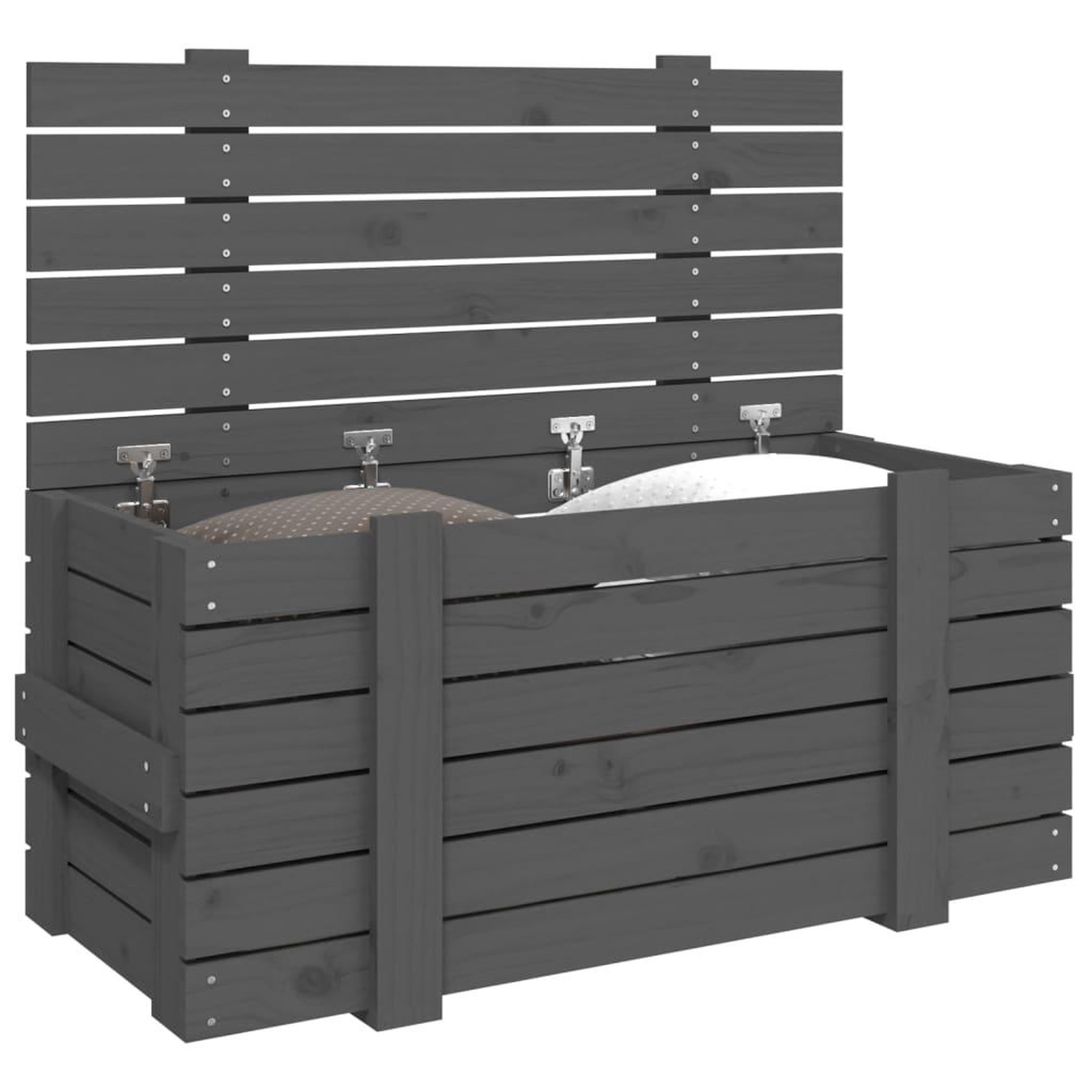 Voir la diapositive 4 : VIDAXL Boîte de rangement Gris 91x40,5x42 cm Bois massif de pin