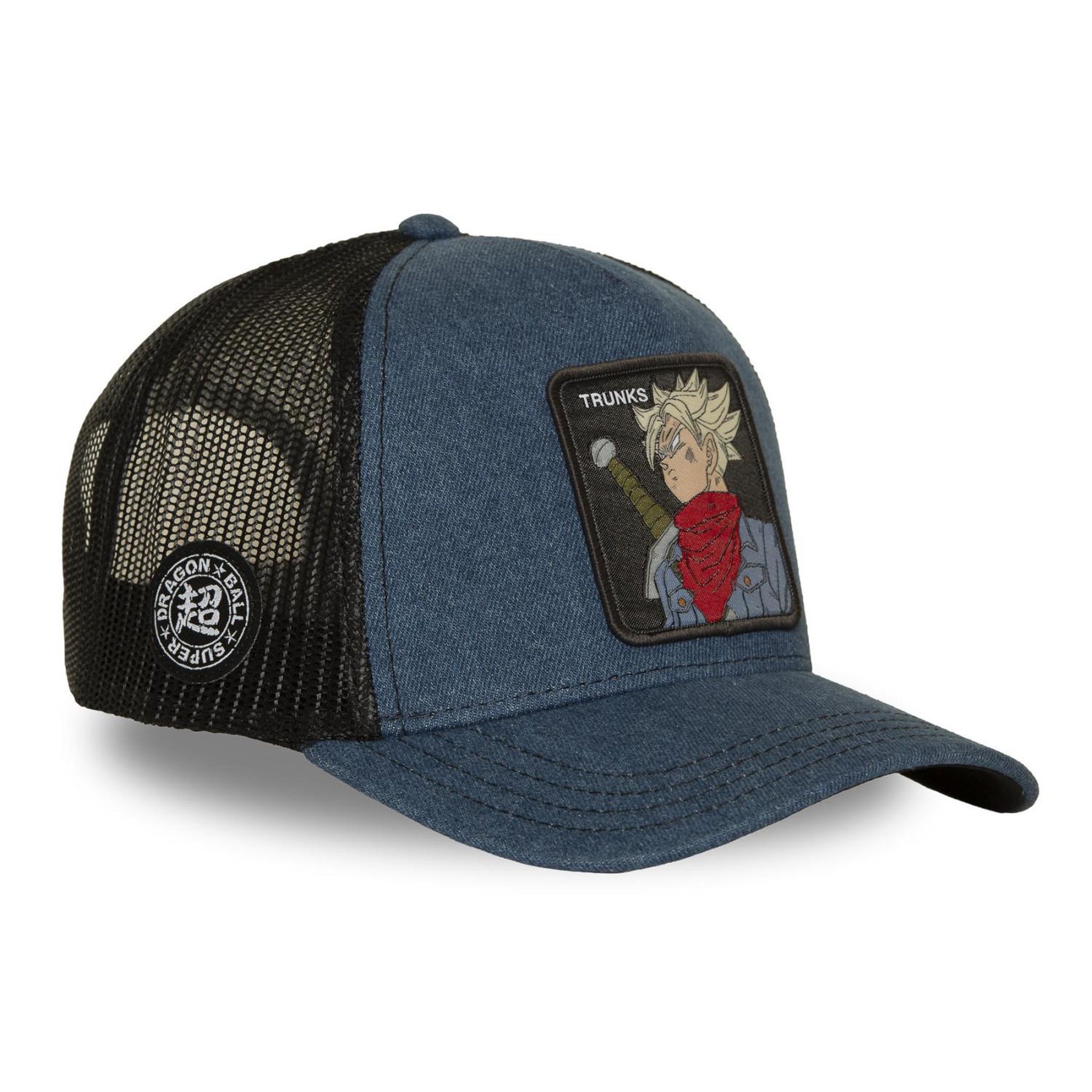 Voir la diapositive 4 : CAPSLAB Casquette trucker avec filet et patch dragon ball super trunks