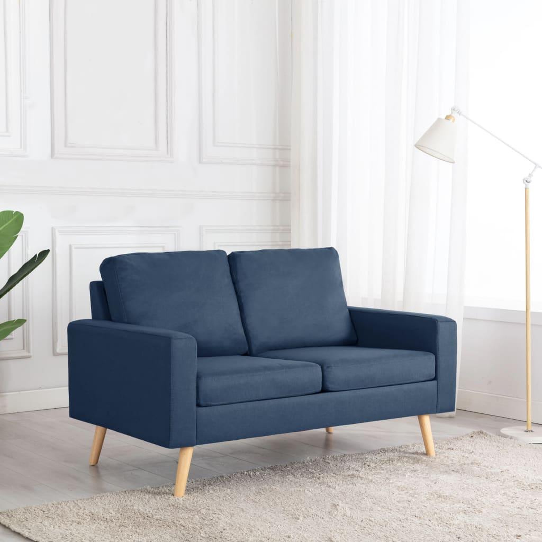 Voir la diapositive 1 : VIDAXL Canape a 2 places Bleu Tissu