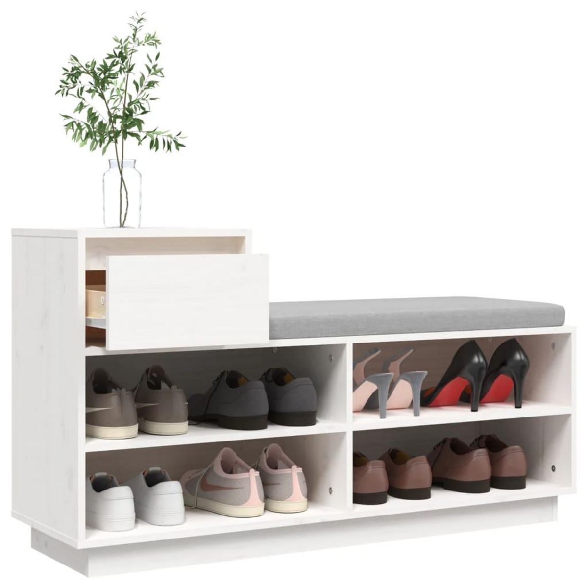 VIDAXL Armoire a chaussures Blanc 110x34x61 cm Bois de pin massif