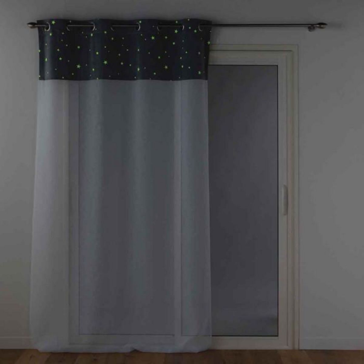 Paris Prix Rideau Voilage Phosphorescent  Moonlight  140x240cm Gris