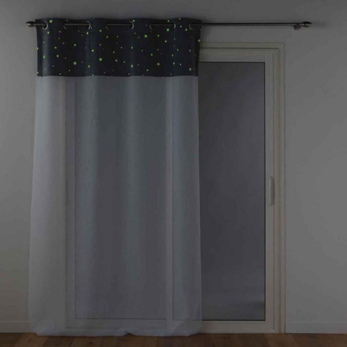 Paris Prix Rideau Voilage Phosphorescent  Moonlight  140x240cm Gris