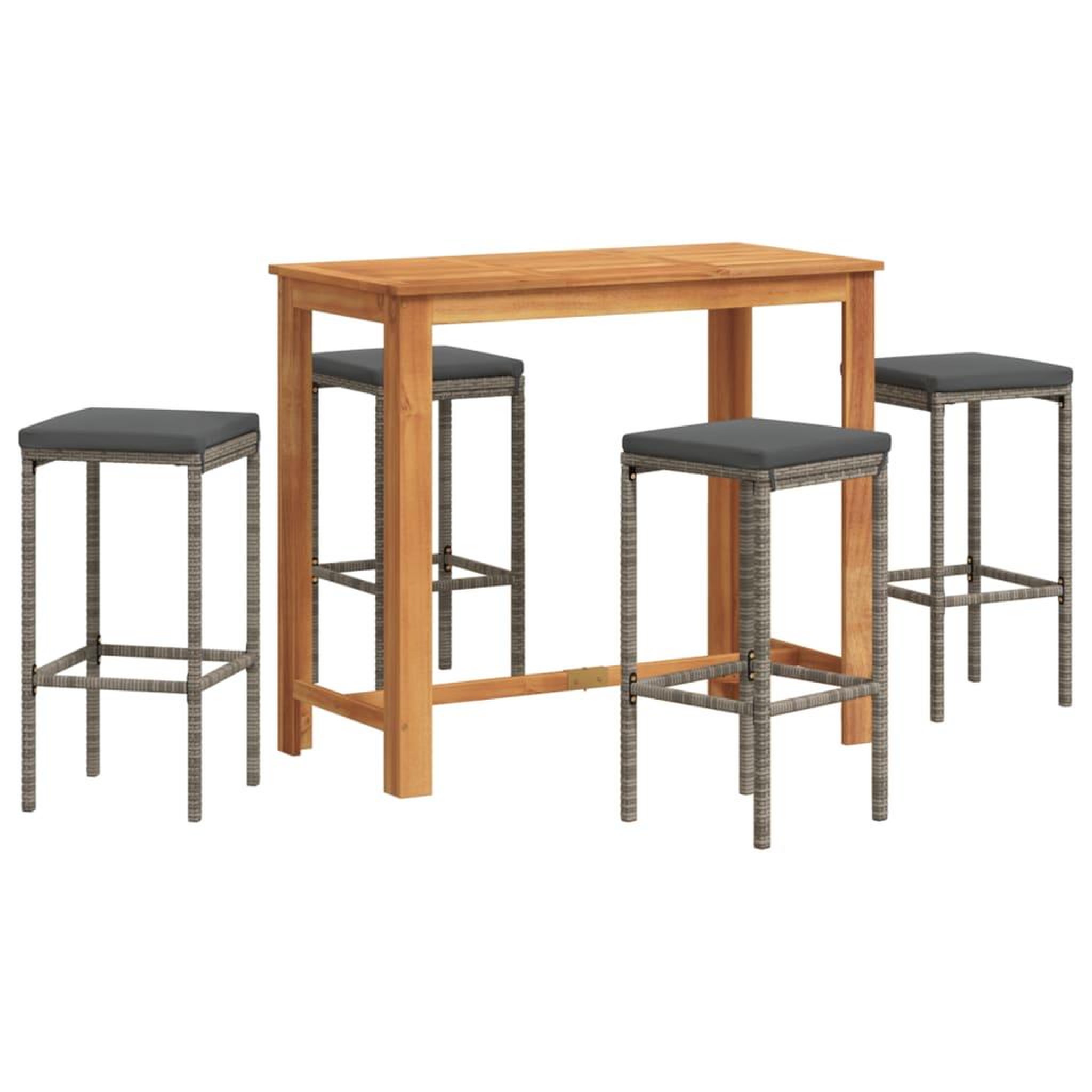 Voir la diapositive 2 : VIDAXL Ensemble de bar de jardin 5 pcs gris bois massif acacia rotin