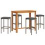 Voir la diapositive 2 : VIDAXL Ensemble de bar de jardin 5 pcs gris bois massif acacia rotin
