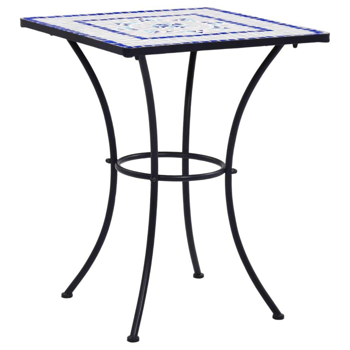 VIDAXL Table de bistro mosaïque Bleu et blanc 60 cm Ceramique