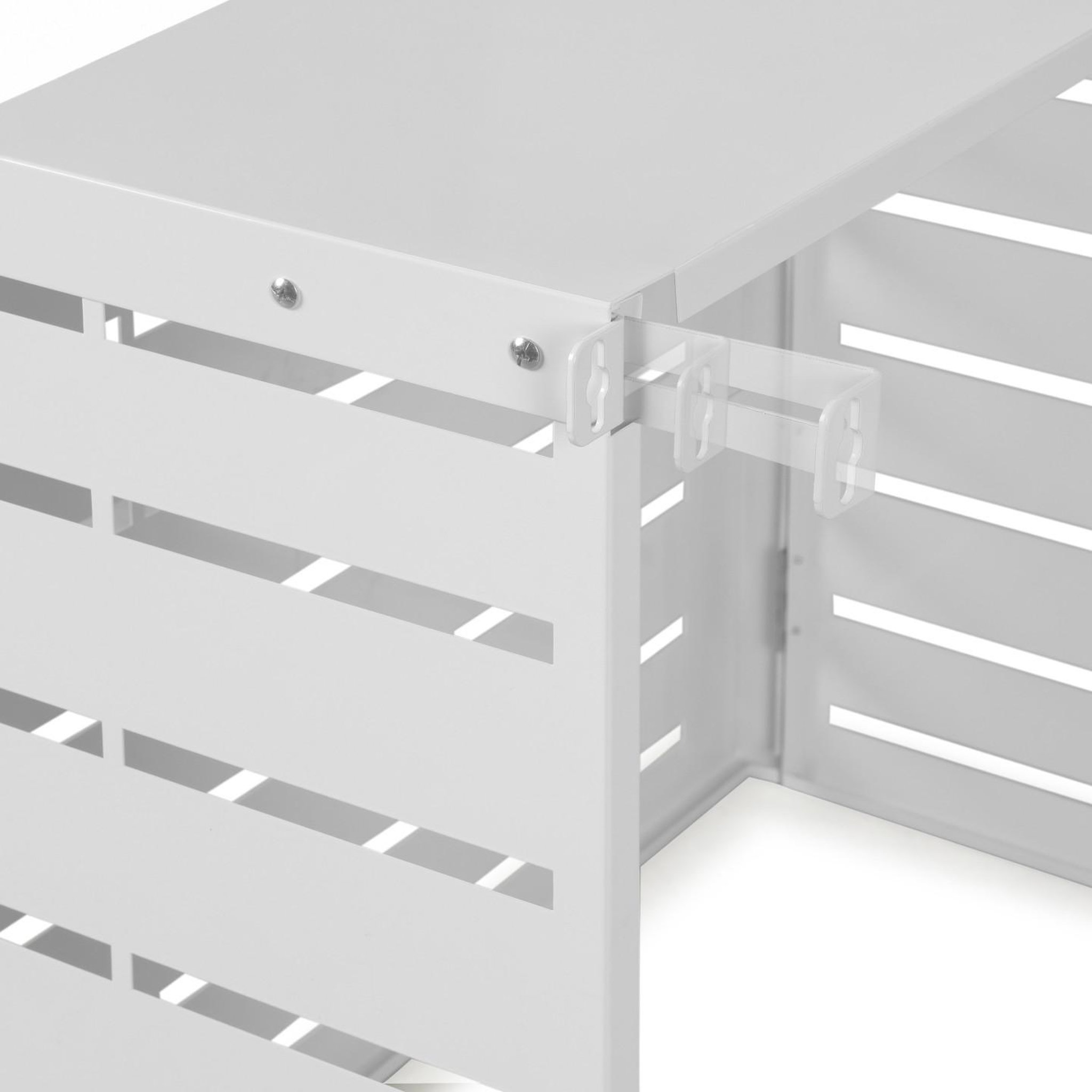 Voir la diapositive 4 : ID MARKET Cache climatiseur 95 x 50 x 80 cm métal blanc protection unité extérieure pour pompe à chaleur