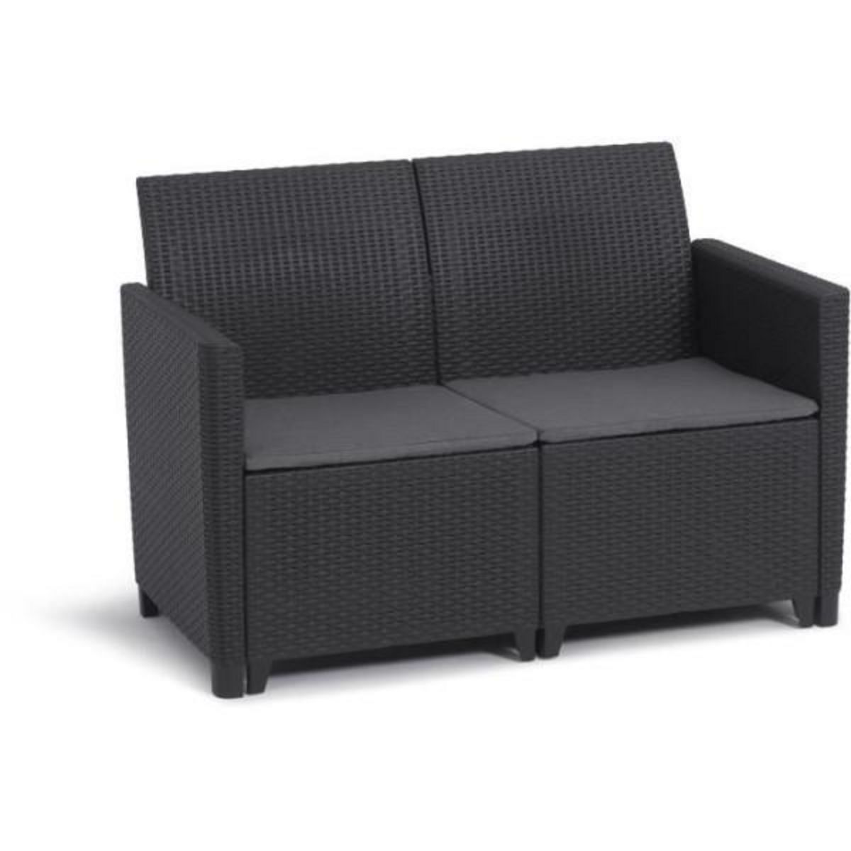 Keter Salon de jardin en résine imitation rotin tressé - Noir - Avec table basse - KETER - 4 personnes - MARIE