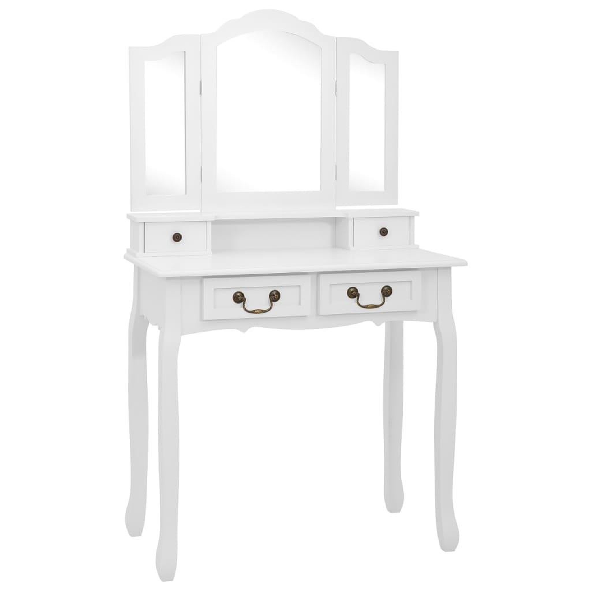 Voir la diapositive 2 : VIDAXL Ensemble de coiffeuse avec tabouret Blanc 80x69x141cm Paulownia