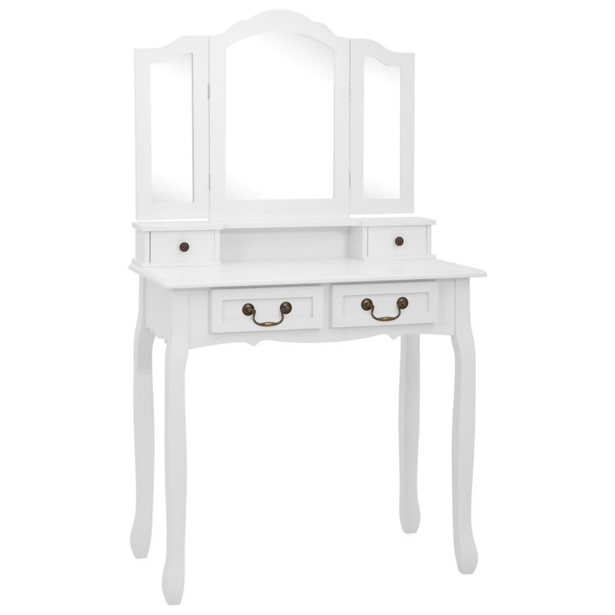VIDAXL Ensemble de coiffeuse avec tabouret Blanc 80x69x141cm Paulownia