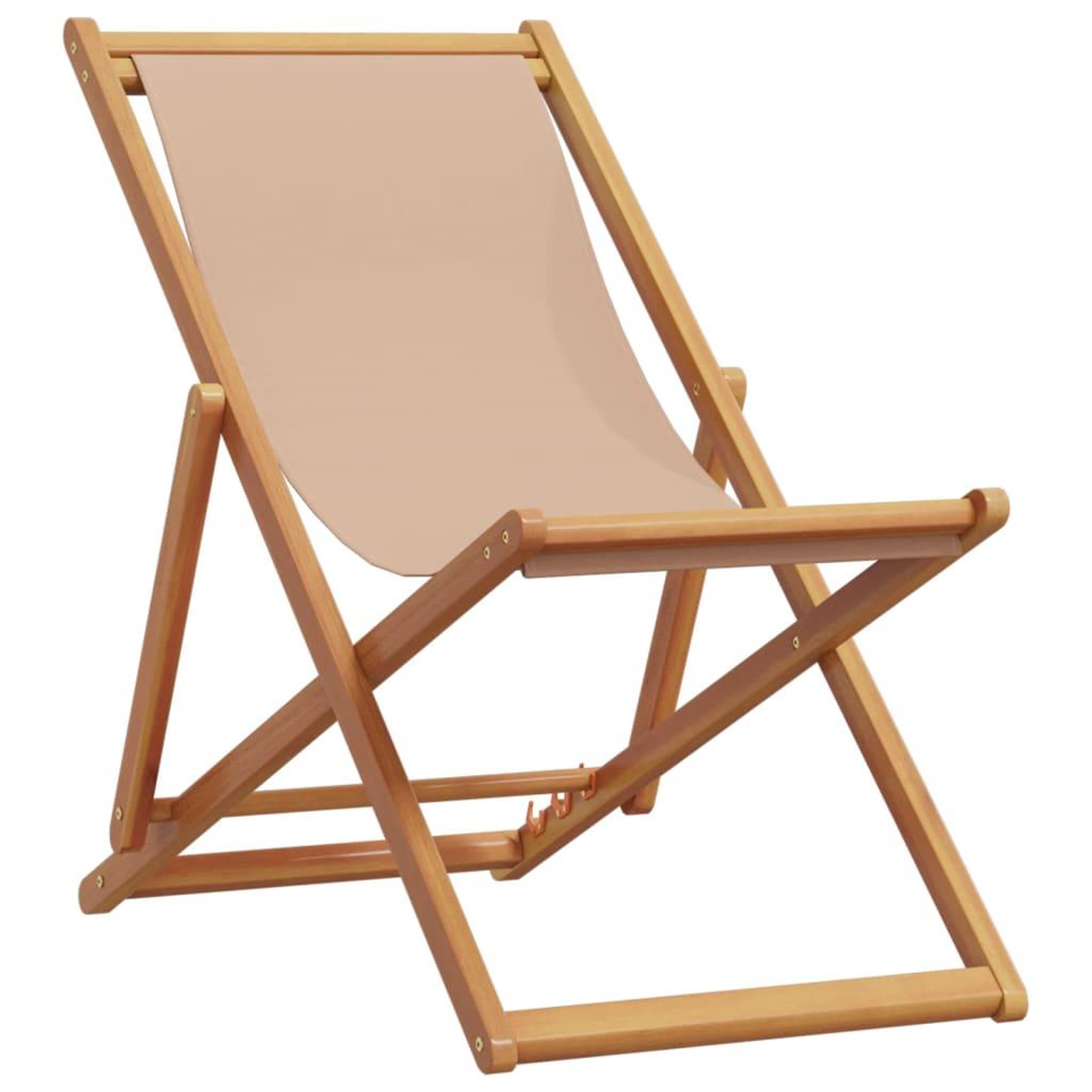 Voir la diapositive 2 : VIDAXL Chaise pliable de plage taupe bois d'eucalyptus massif et tissu
