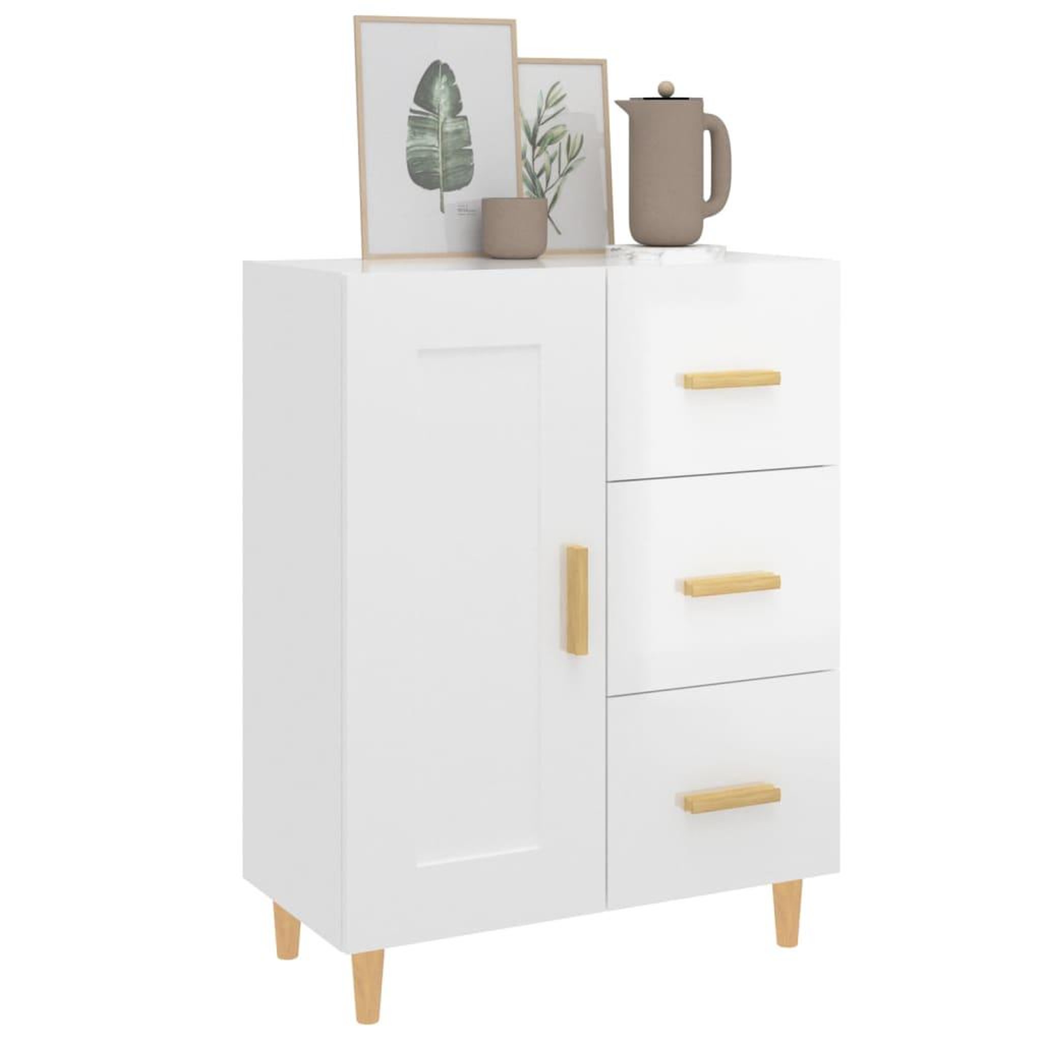 Voir la diapositive 4 : VIDAXL Buffet Blanc brillant 69,5x34x90 cm Bois d'ingenierie