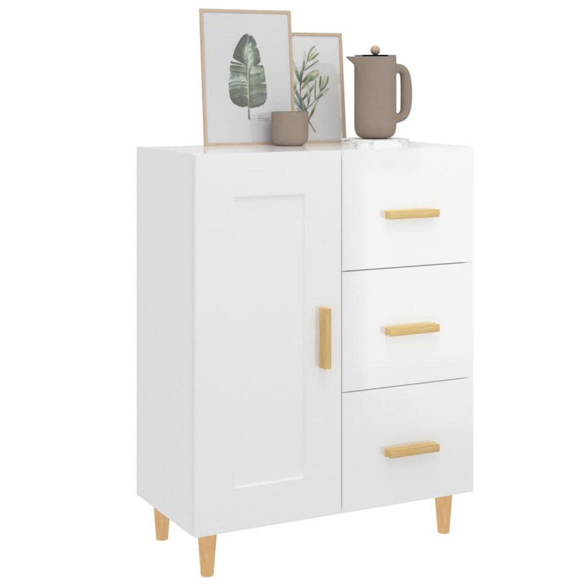 VIDAXL Buffet Blanc brillant 69,5x34x90 cm Bois d'ingenierie