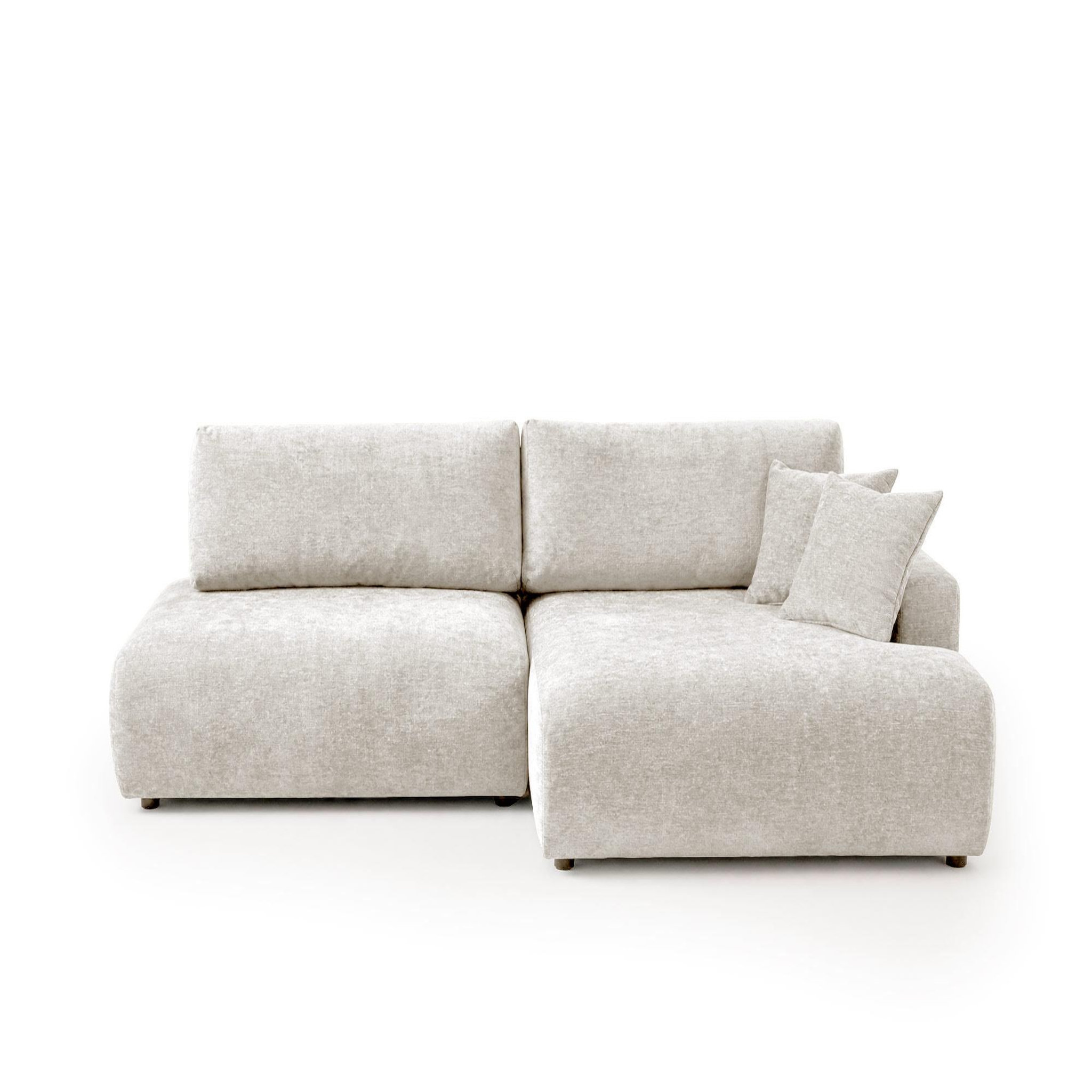 BEST MOBILIER Pivoine - canapé d'angle ouvert droit 4 places convertible avec coffre en tissu texturé. Coloris disponibles : Beige, Marron, Vert, Orange, Noir, Bleu