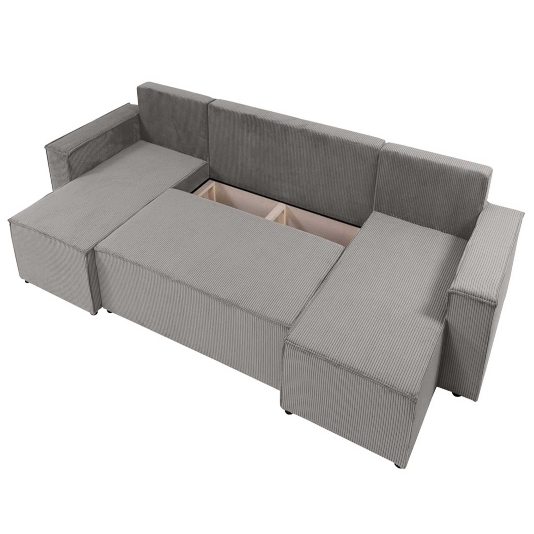 Voir la diapositive 3 : BEST MOBILIER Cezanne - canapé panoramique en u - 7 places - convertible avec coffre - en velours côtelé