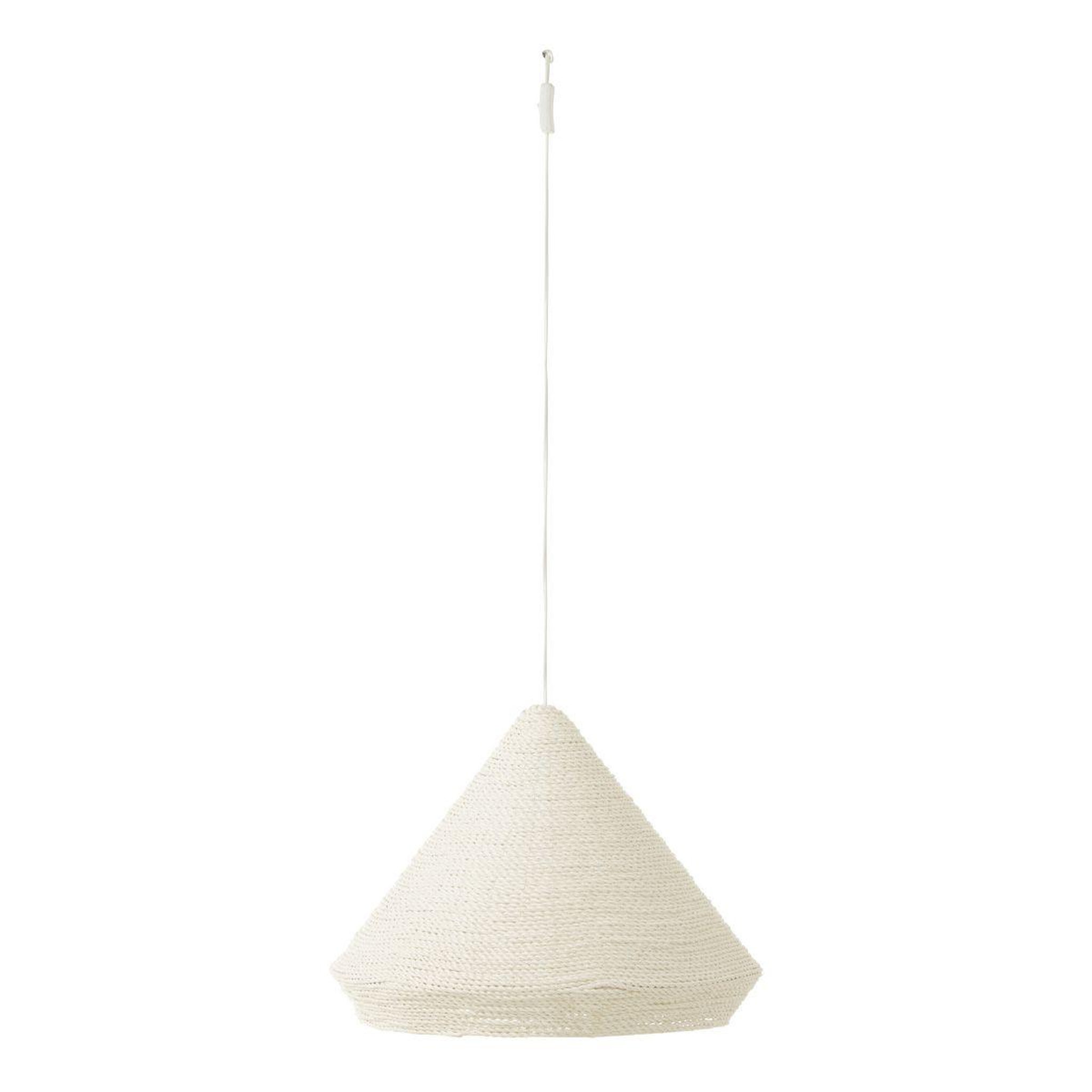 J-LINE Lampe Suspension en Raphia  Cône  52cm Blanc