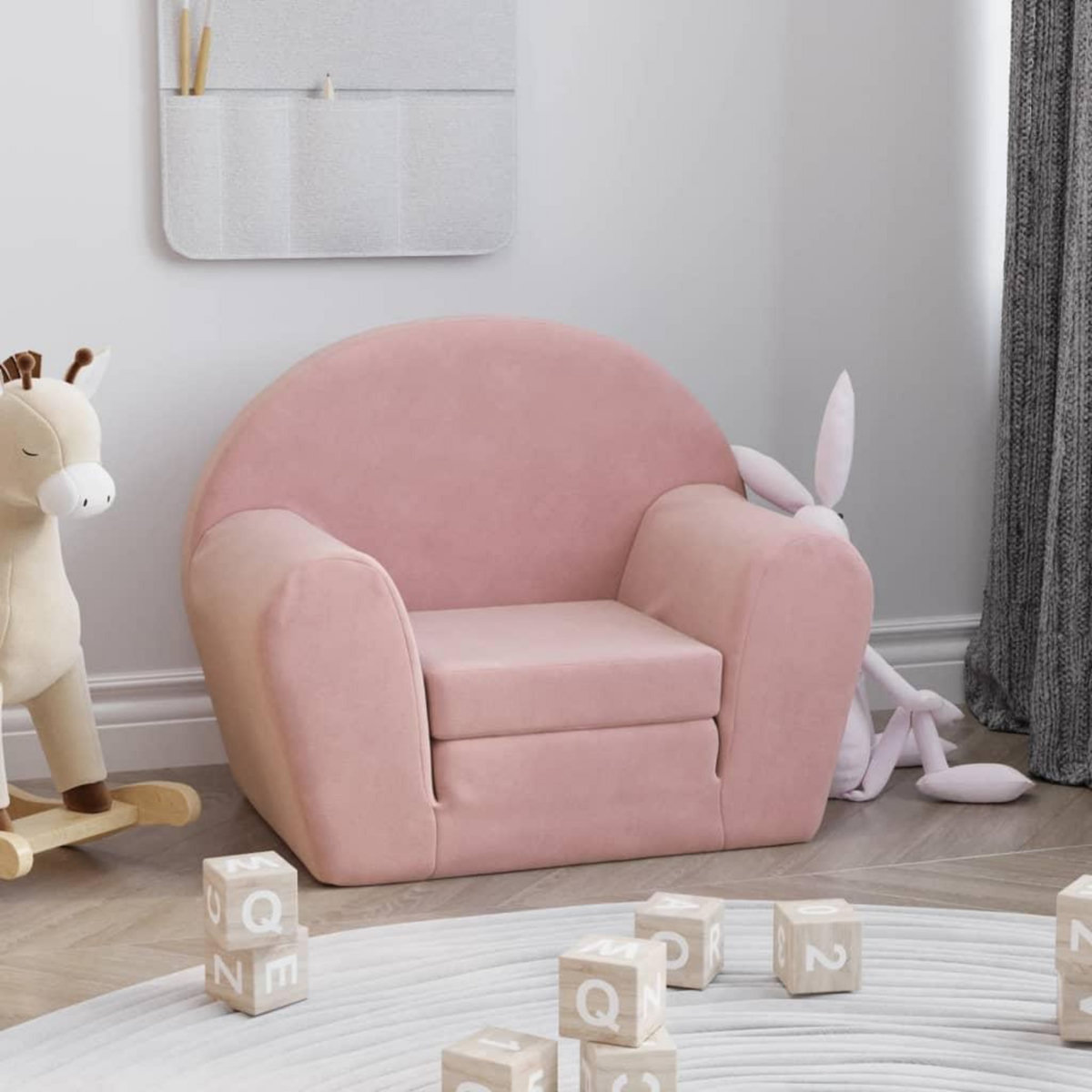 VIDAXL Canape-lit pour enfants rose peluche douce