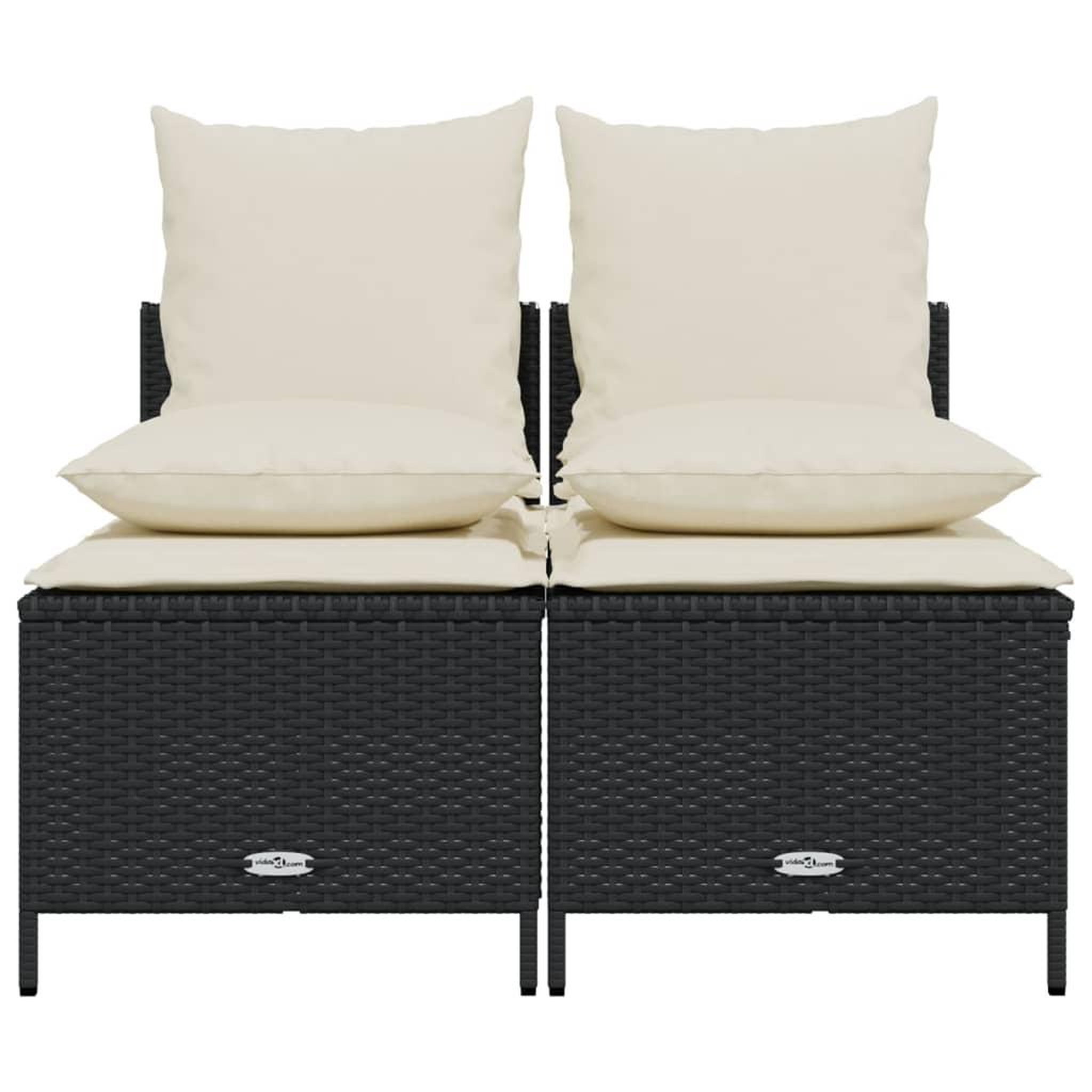 Voir la diapositive 3 : VIDAXL Salon de jardin 4 pcs avec coussins noir resine tressee