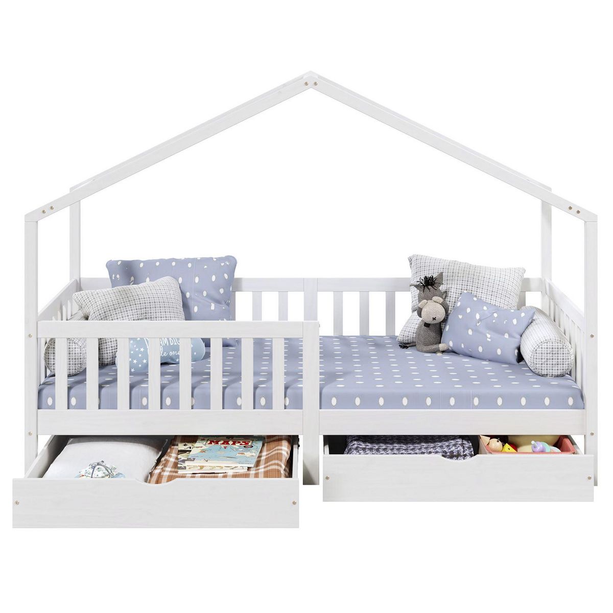 IDIMEX Lit cabane ELEA avec tiroirs, 90 x 190 cm en pin massif